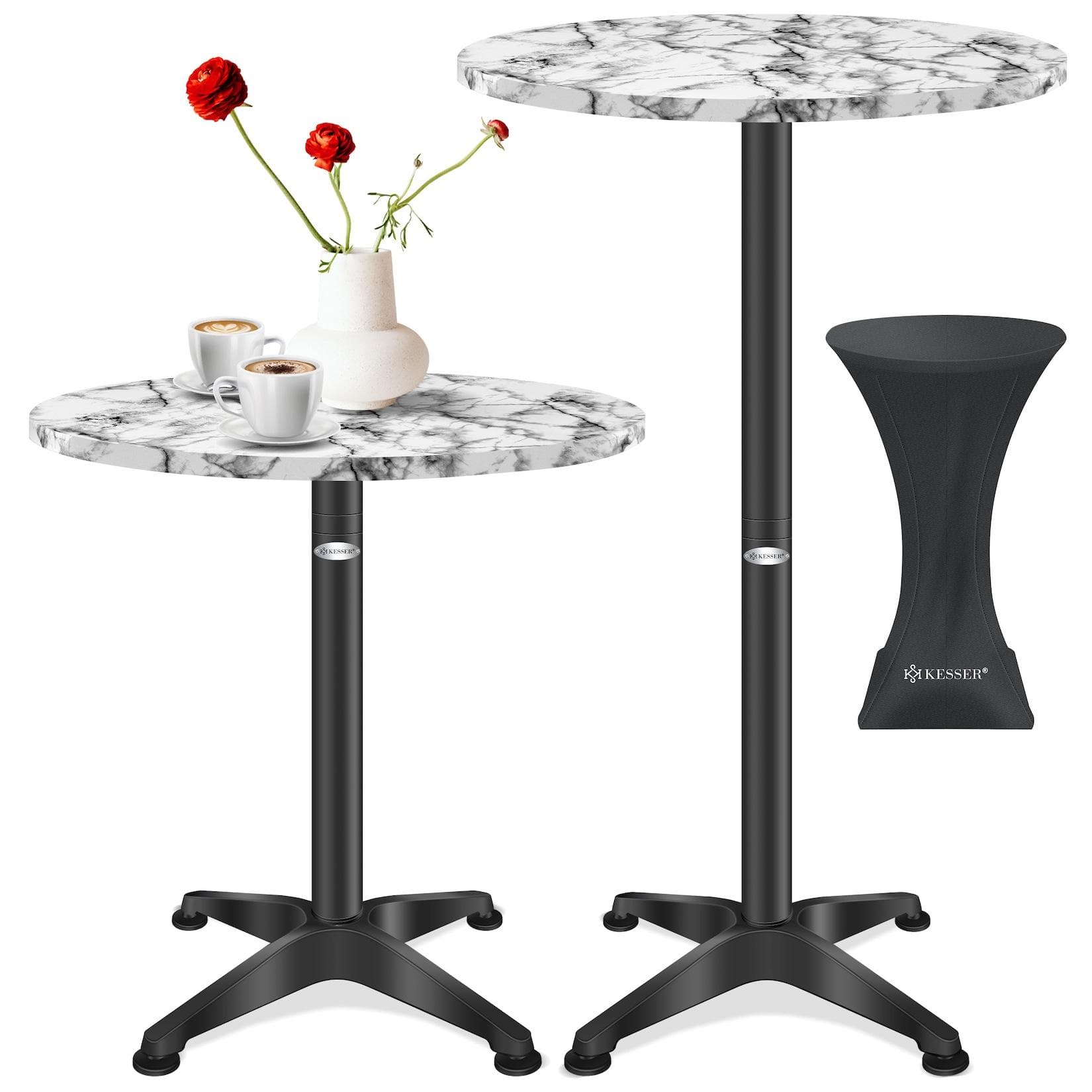 KESSER® 2in1 Stehtisch Bistrotisch Aluminium Edelstahlplatte höhenverstellbar