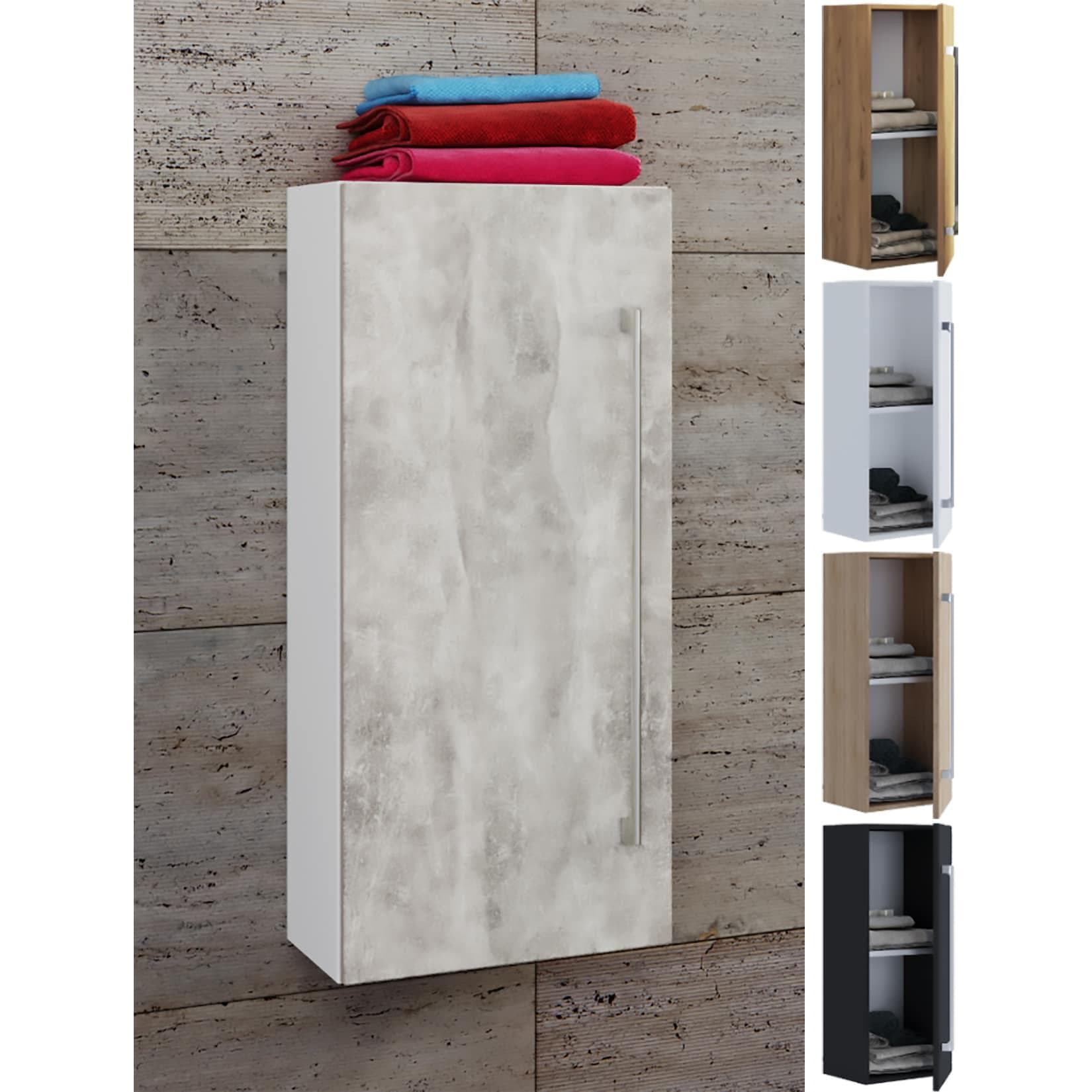 VCM Midischrank Holz Badmöbel - Alu-Griff & Melamin Korpus