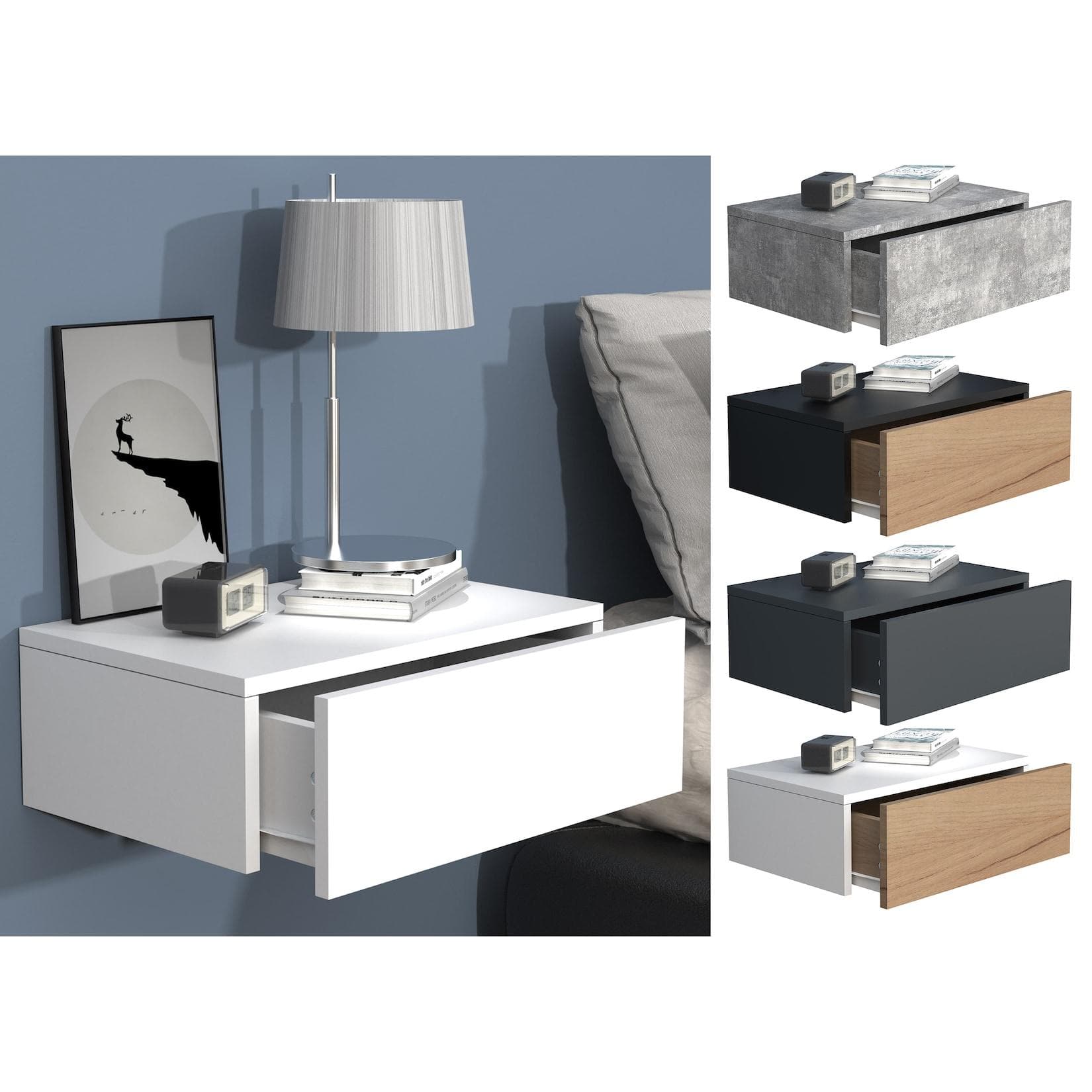 VCM Nachttisch Holz Wandschublade Wand Hänge Nachttisch Usal M45