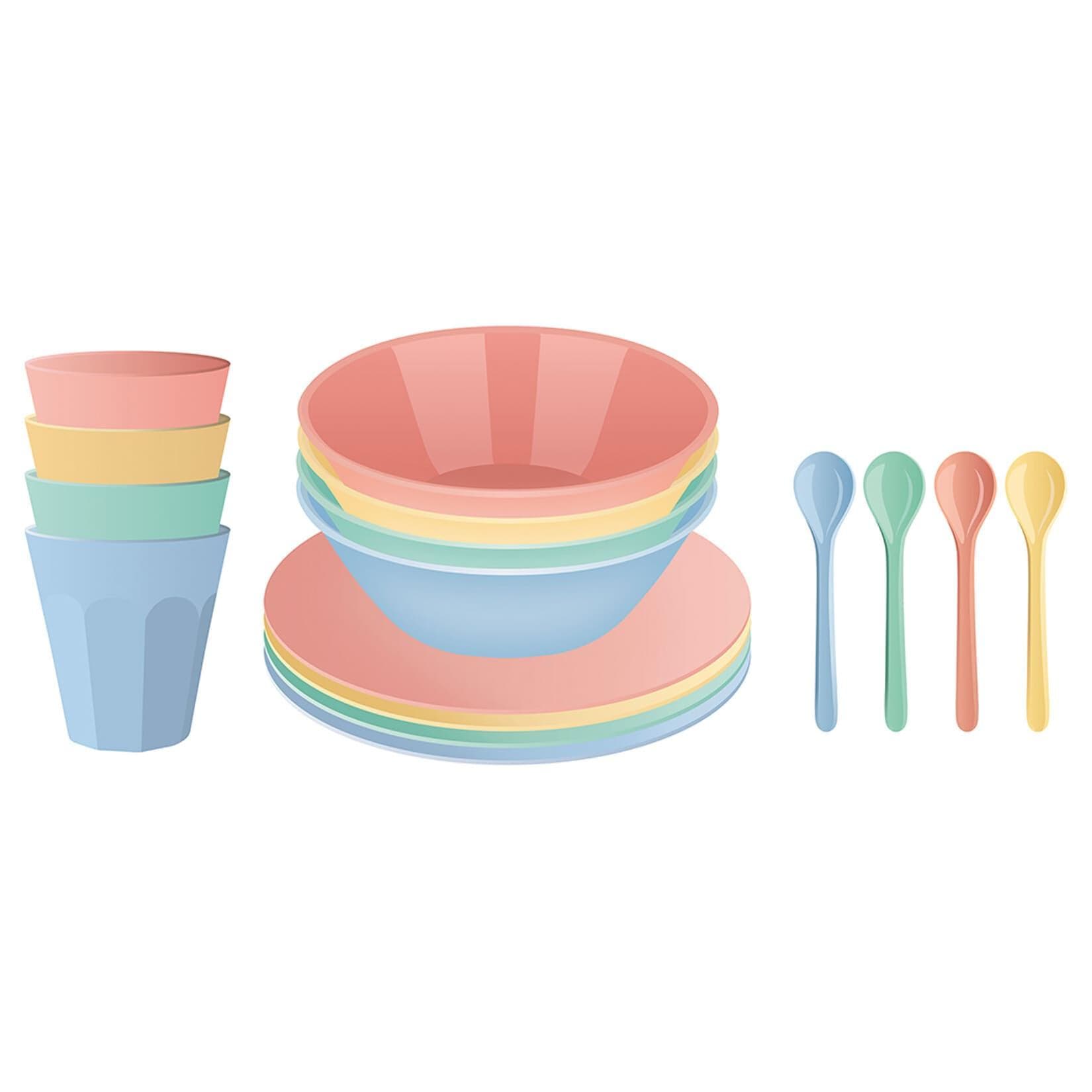 Koziol Nora Set Macarons Geschirrset 16-tlg. Bunt Sweet Blau Grün Pink Gelb Kunststoff