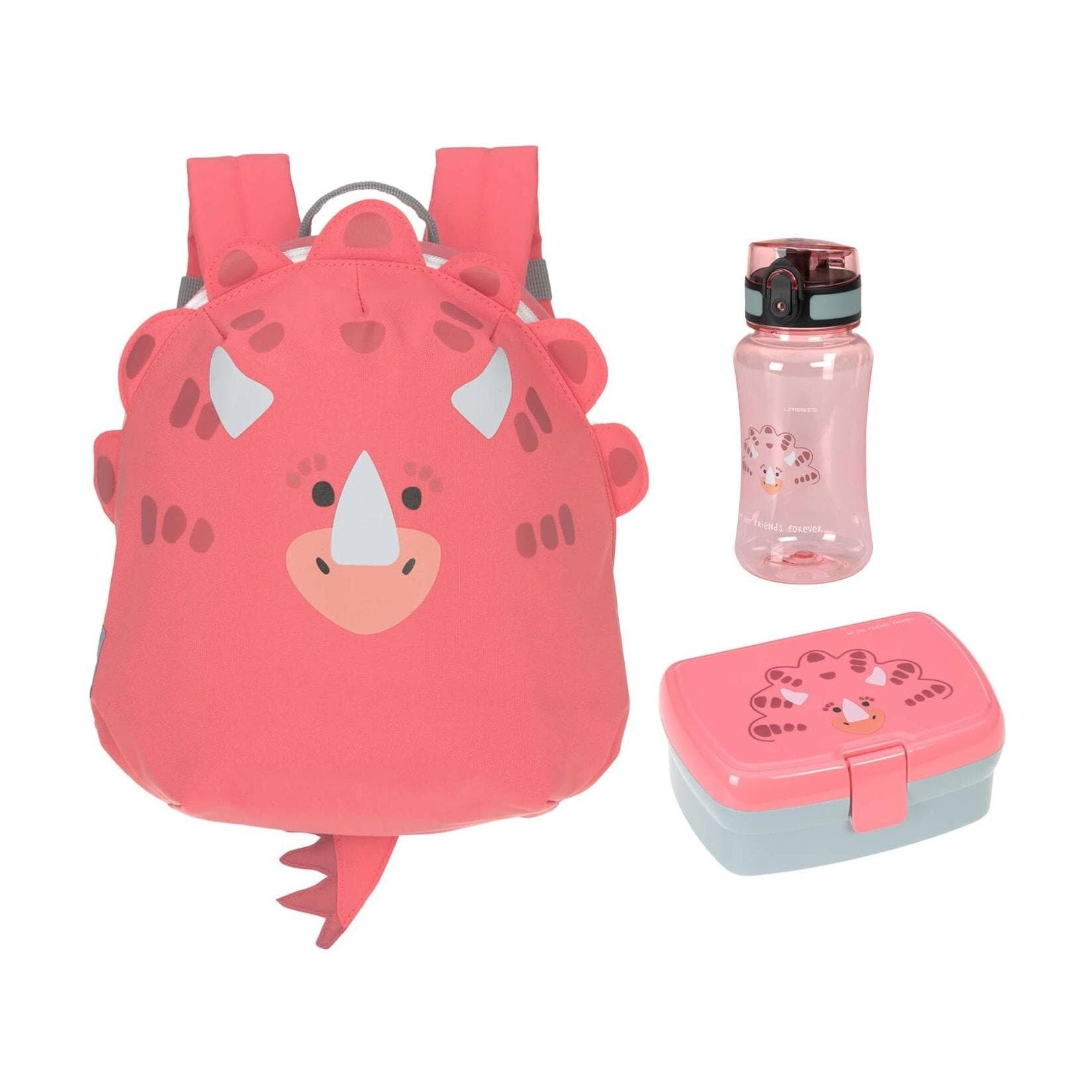 Lässig Kinderrucksack mit Brotdose & Trinkflasche Bunt