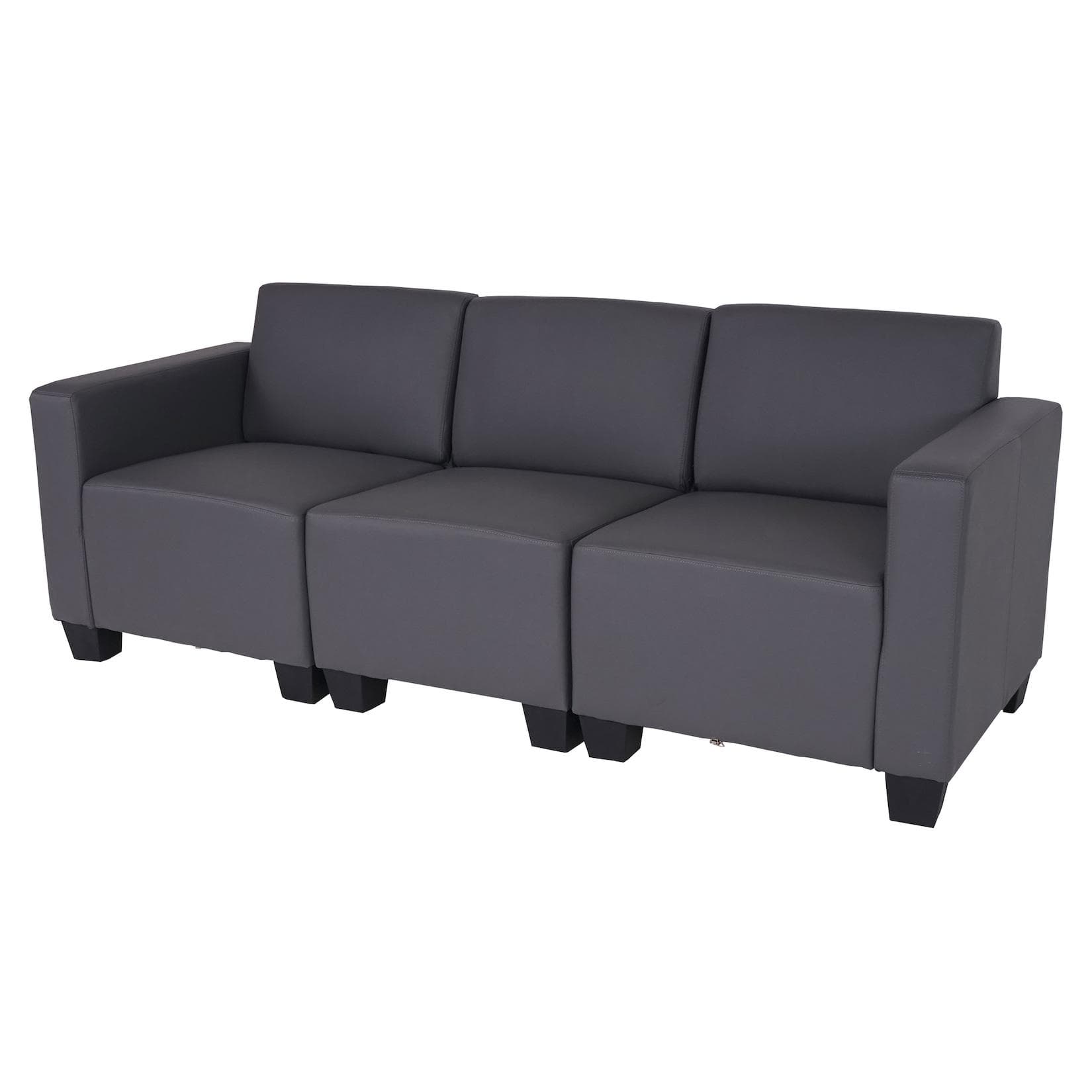 MCW Modular 3-Sitzer Sofa Couch Moncalieri Kunstleder Dunkelgrau