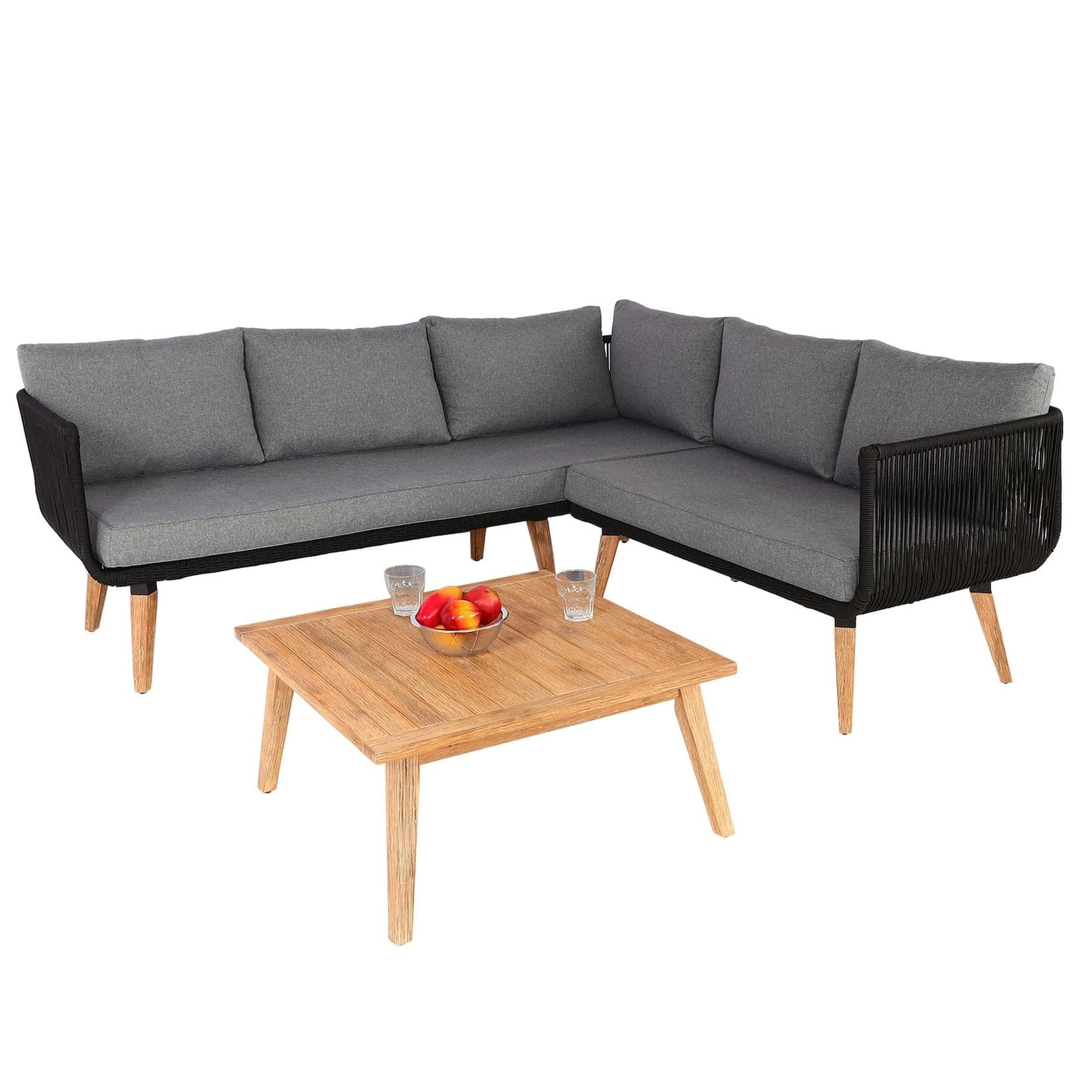 Garten-Garnitur MCW-L30 Akazie Holz Grau Lounge-Set