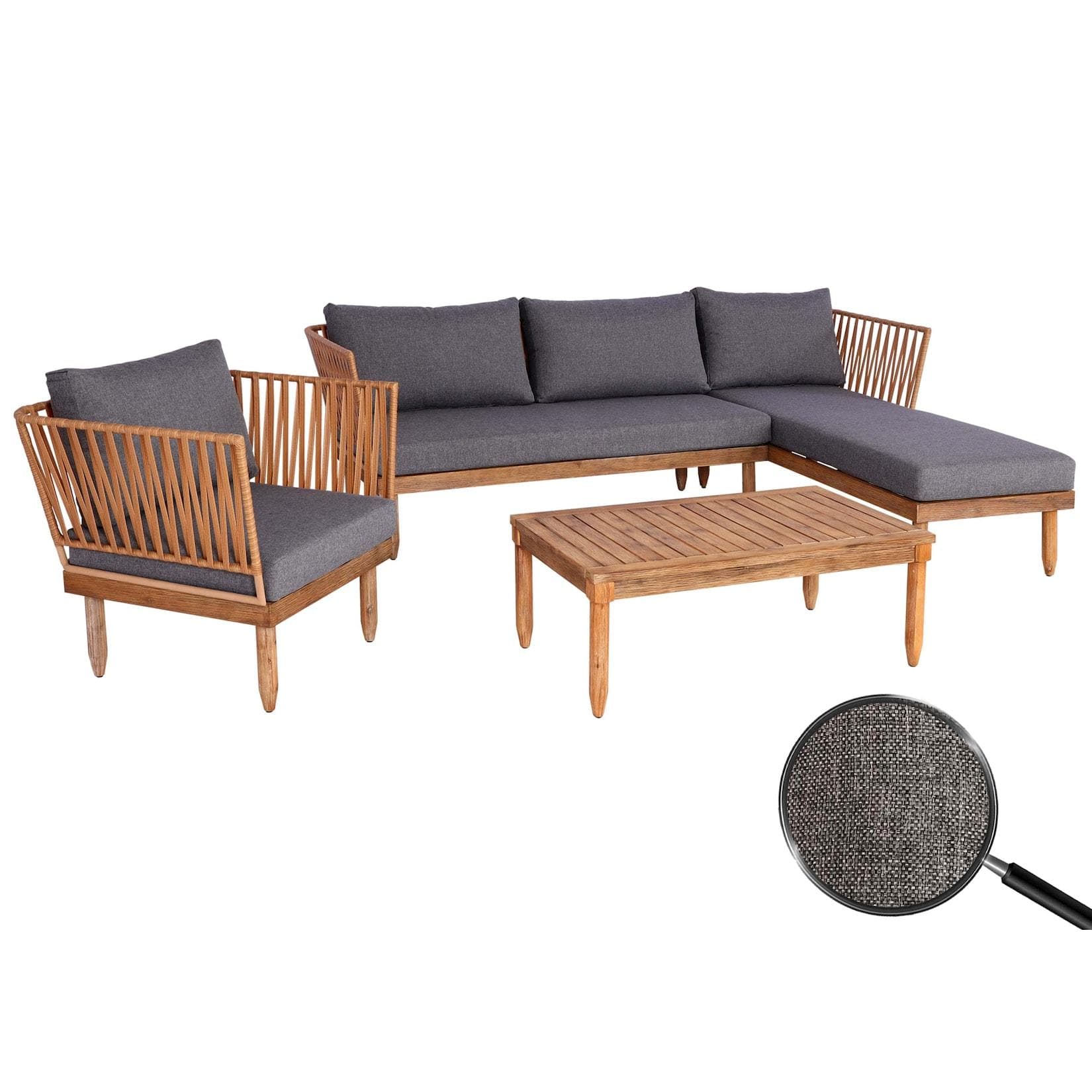 MCW Garten-Garnitur MCW-L29 Akazienholz Grau