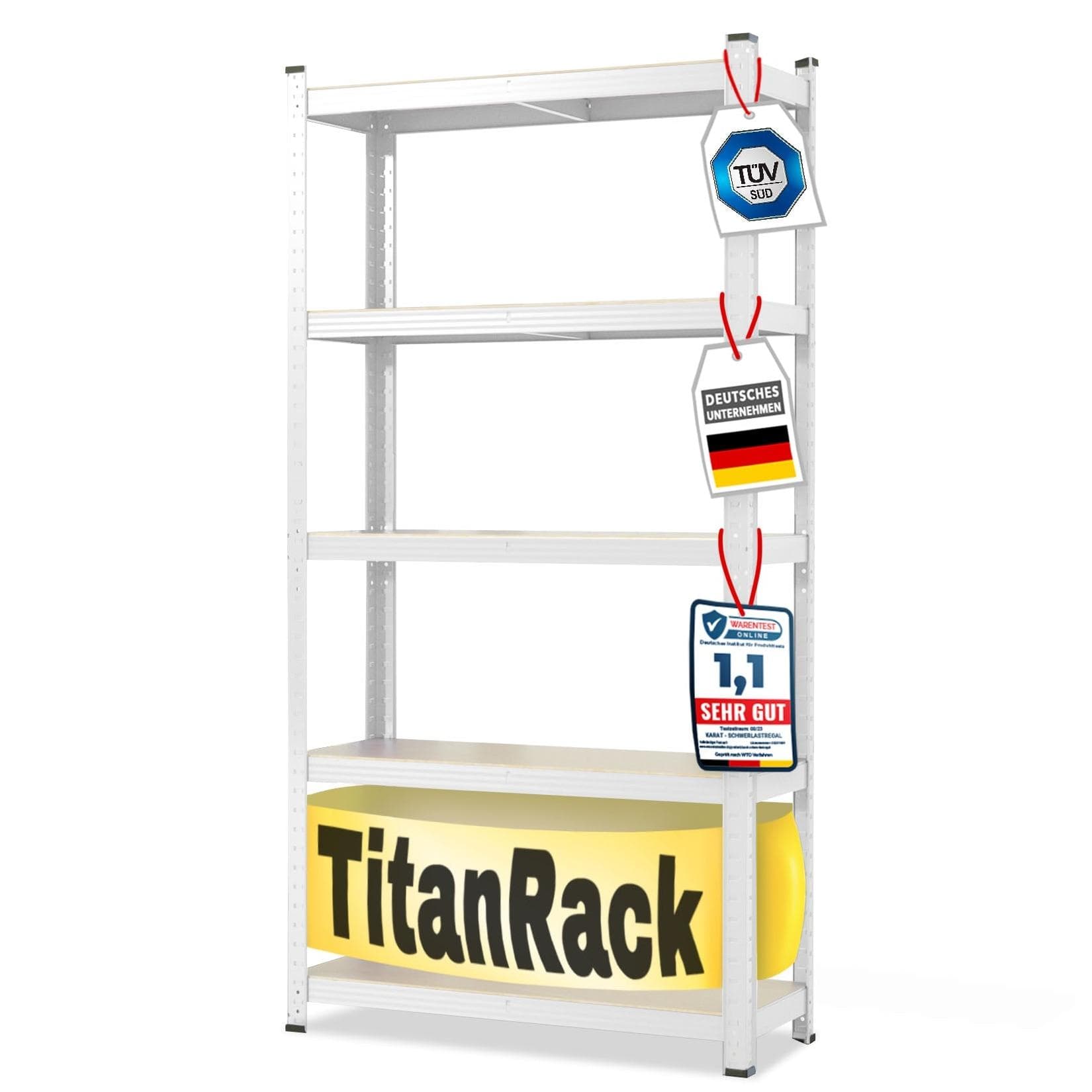 Office Marshal Schwerlastregal Grizzly Weiß 5 Böden 875 kg Traglast