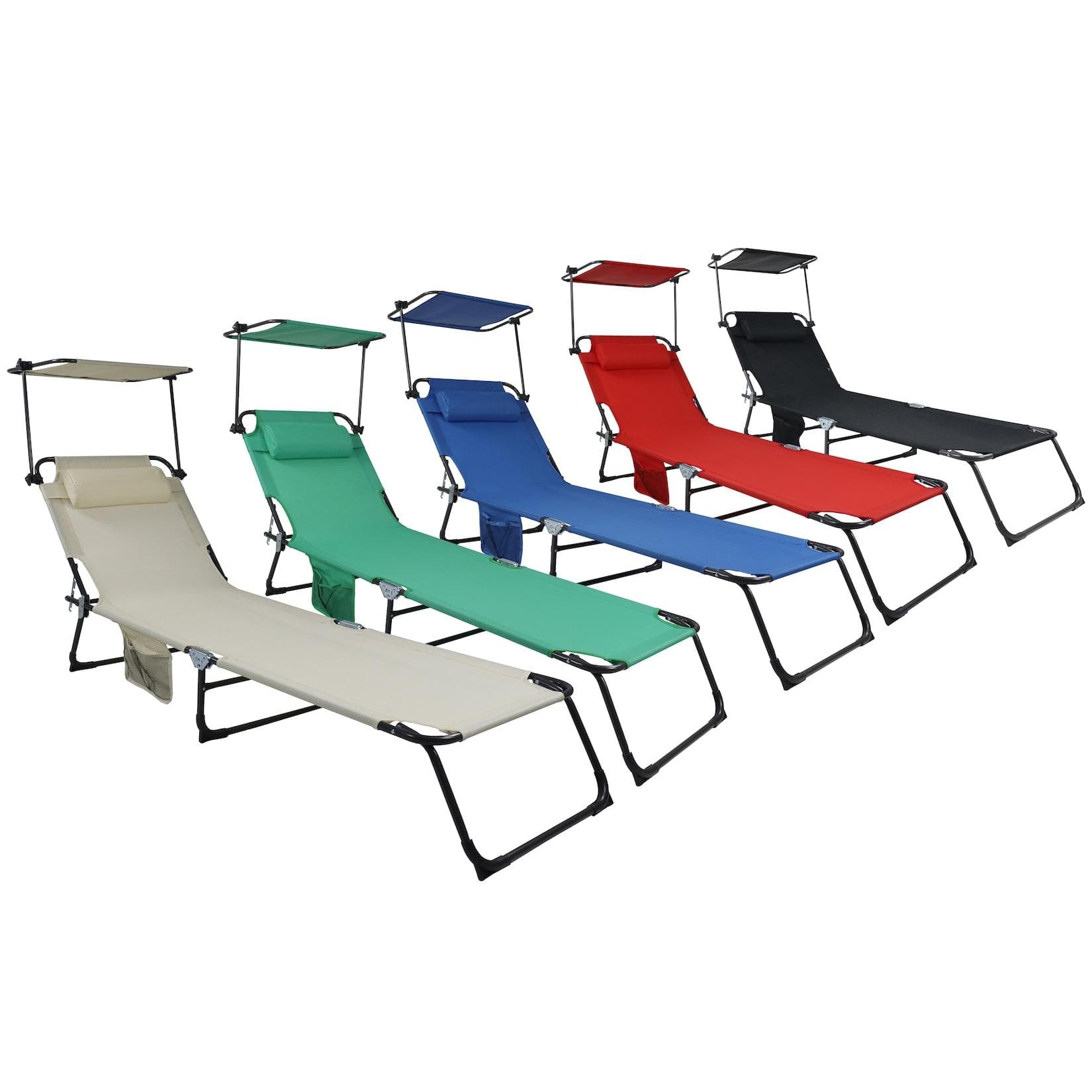 Stabile Sonnenliege mit Dach für den Garten