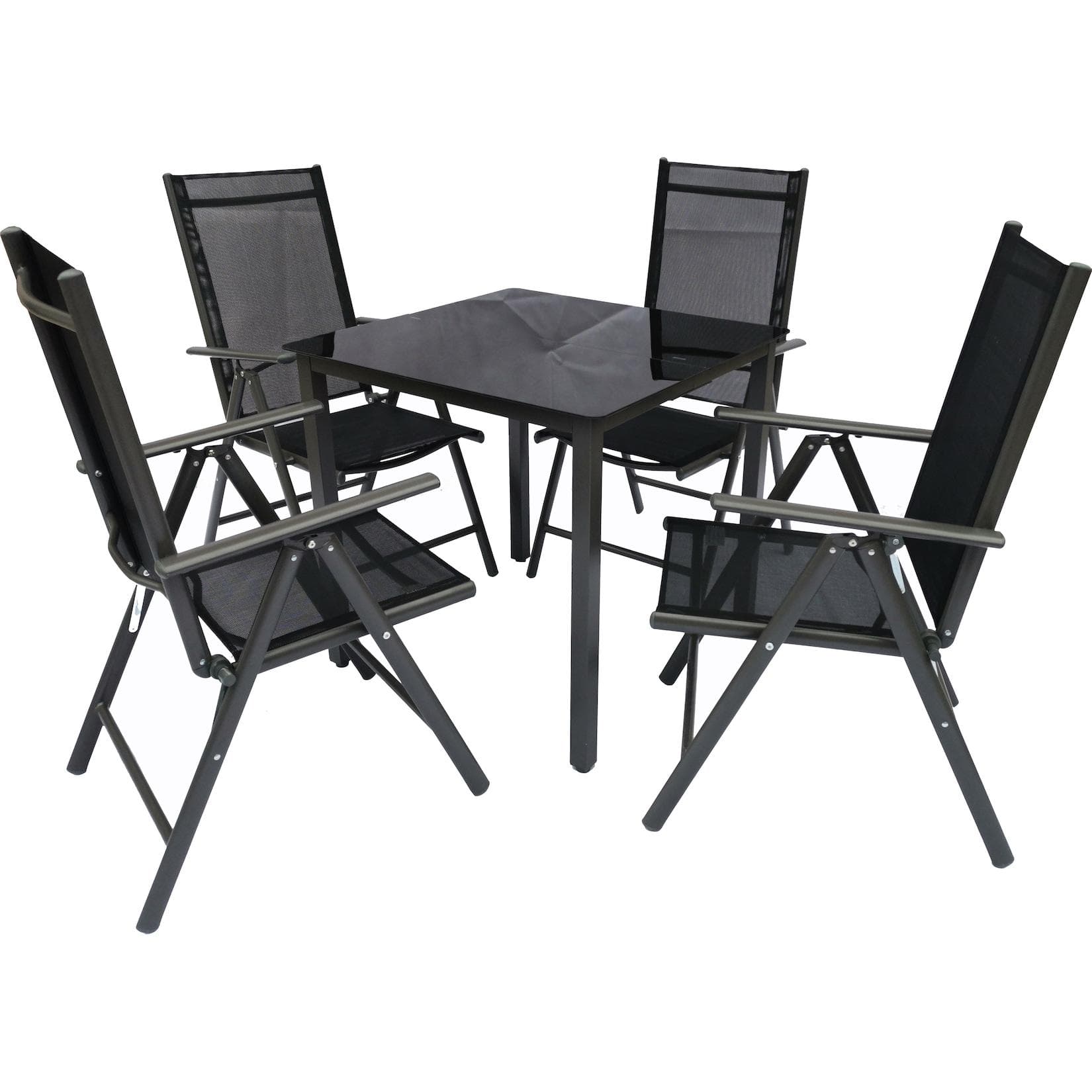 VCM 5-tlg. Gartenmöbel Set mit Tisch und 4 klappbaren Stühlen in Anthrazit