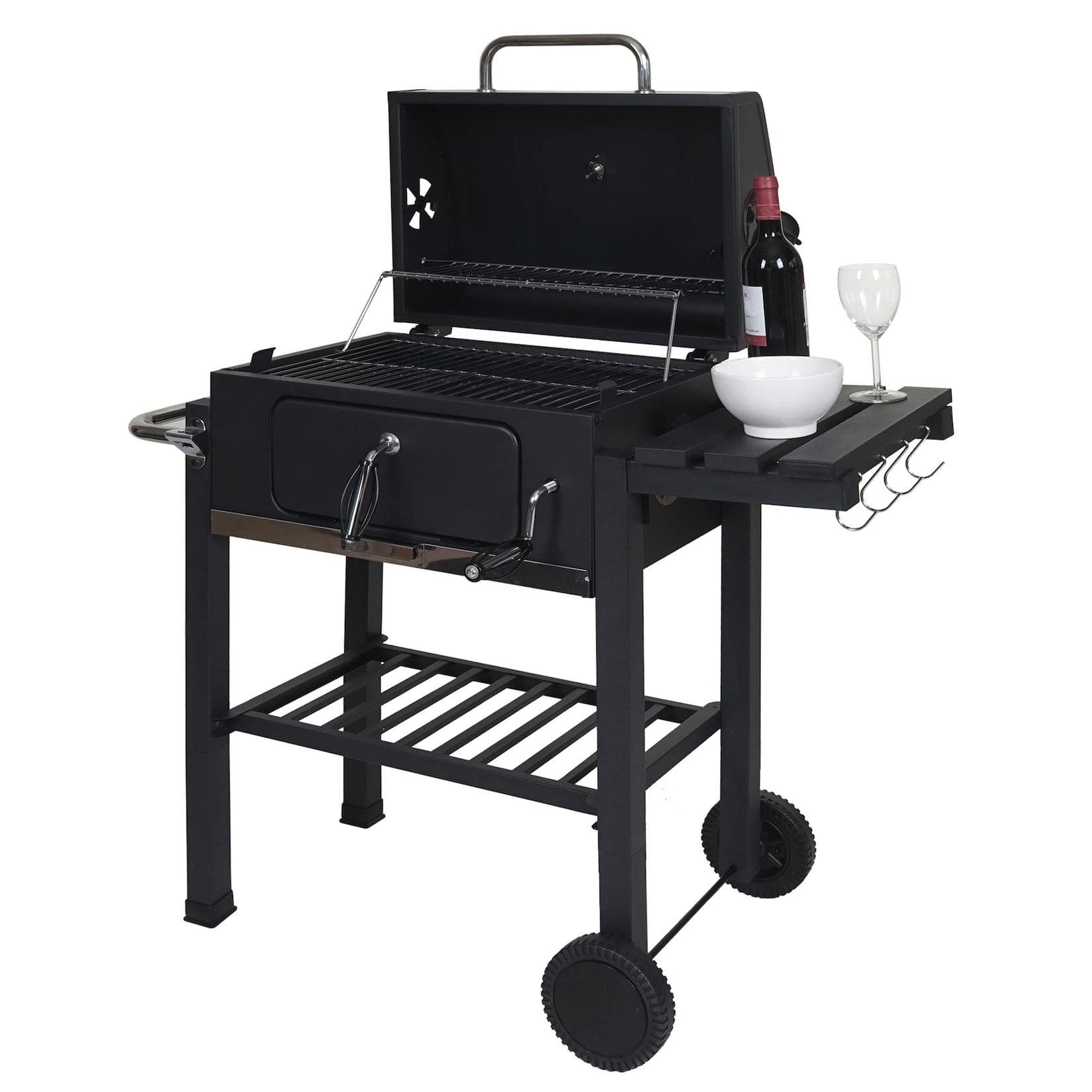 Grillwagen MCW-K93 Holzkohlegrill Standgrill BBQ Gartengrill