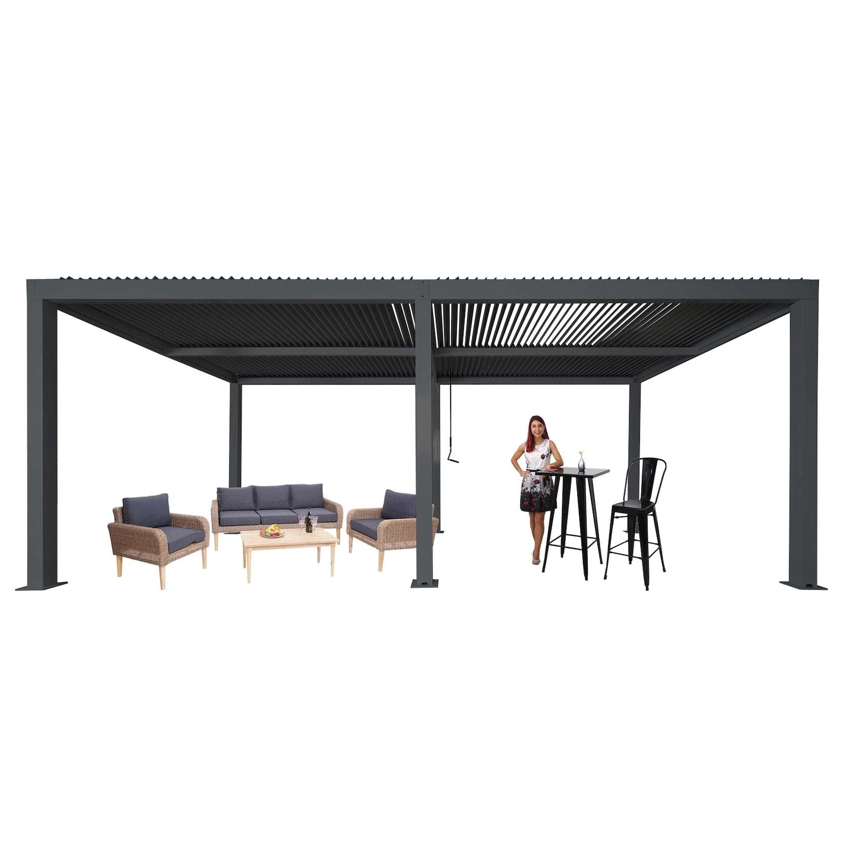 MCW Pergola MCW-L46 Anthrazit Lamellen-Pavillon mit Regenrinne
