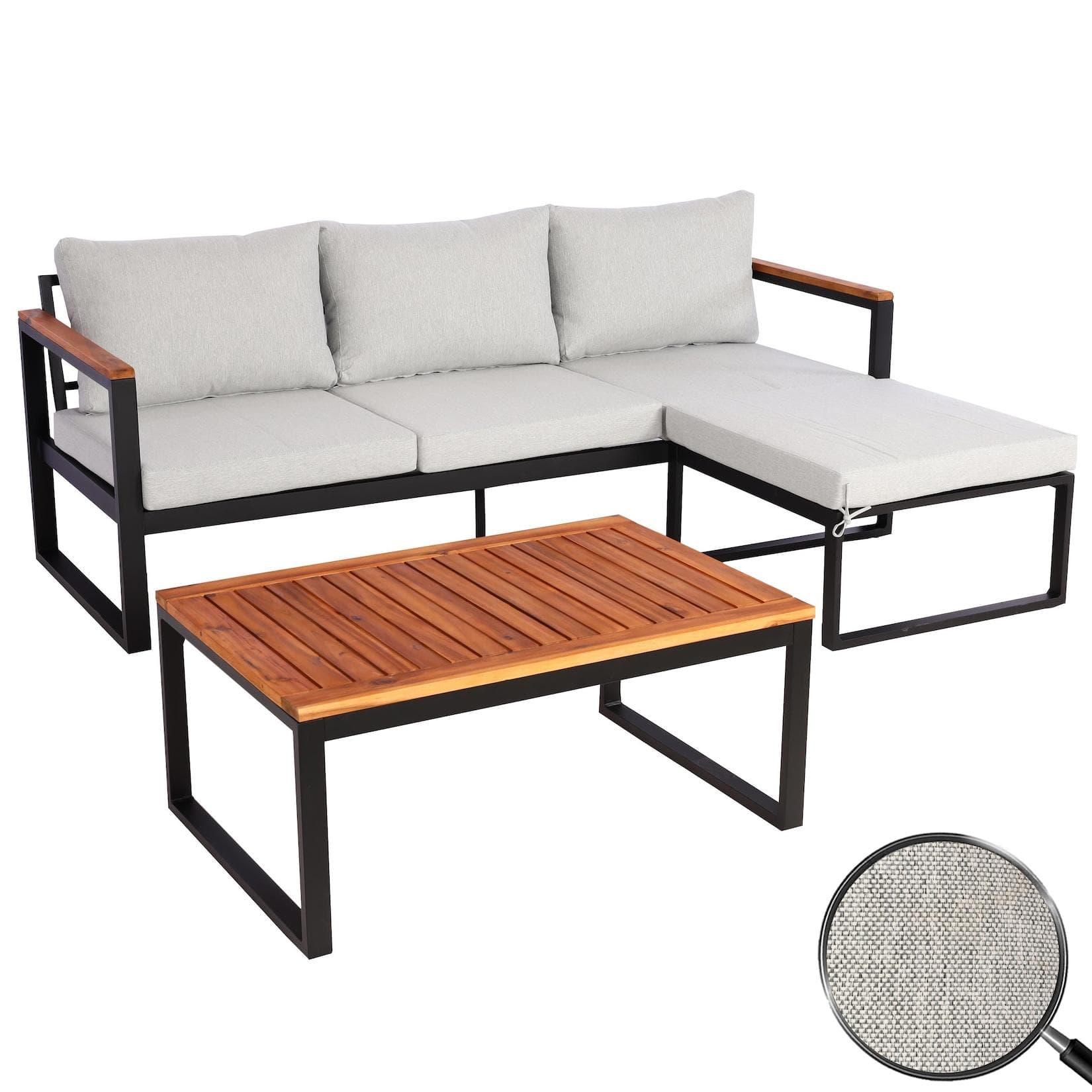 Garten-Garnitur MCW-L26b Aluminium Akazie hellgrau