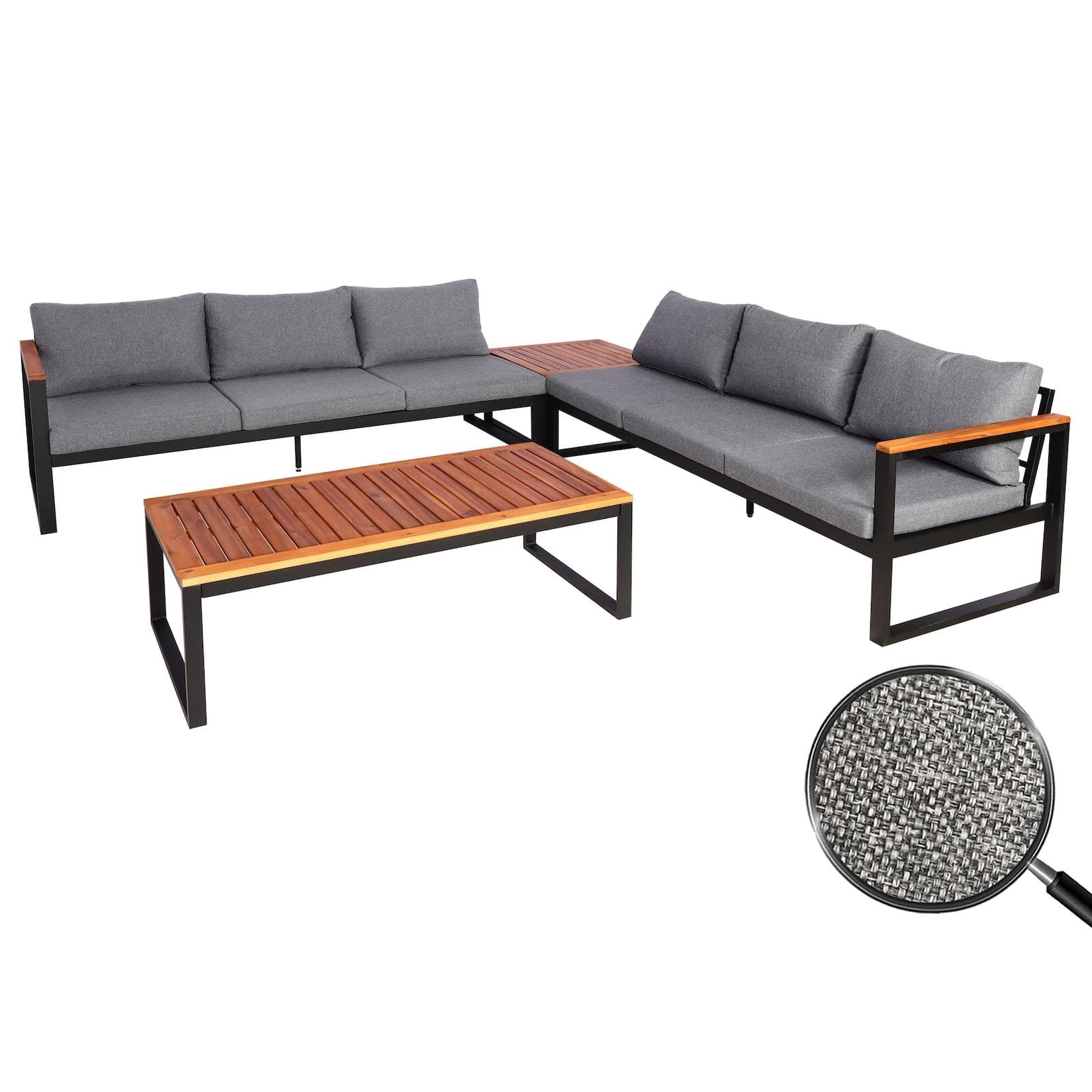 MCW Garten-Garnitur MCW-L26 Aluminium Akazie Dunkelgrau