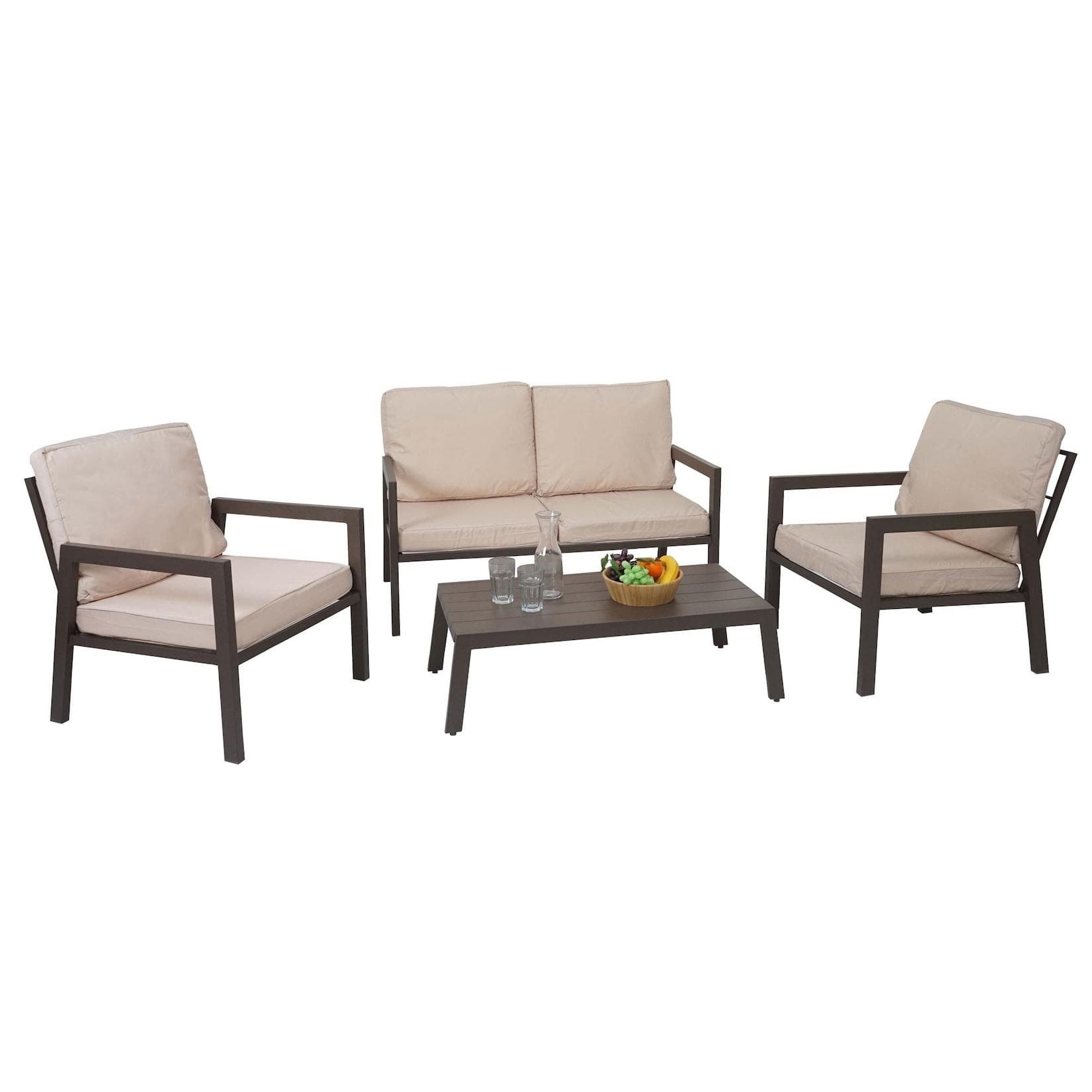 MCW Gartenlounge Garnitur MCW-L64 Metall Creme-Weiß