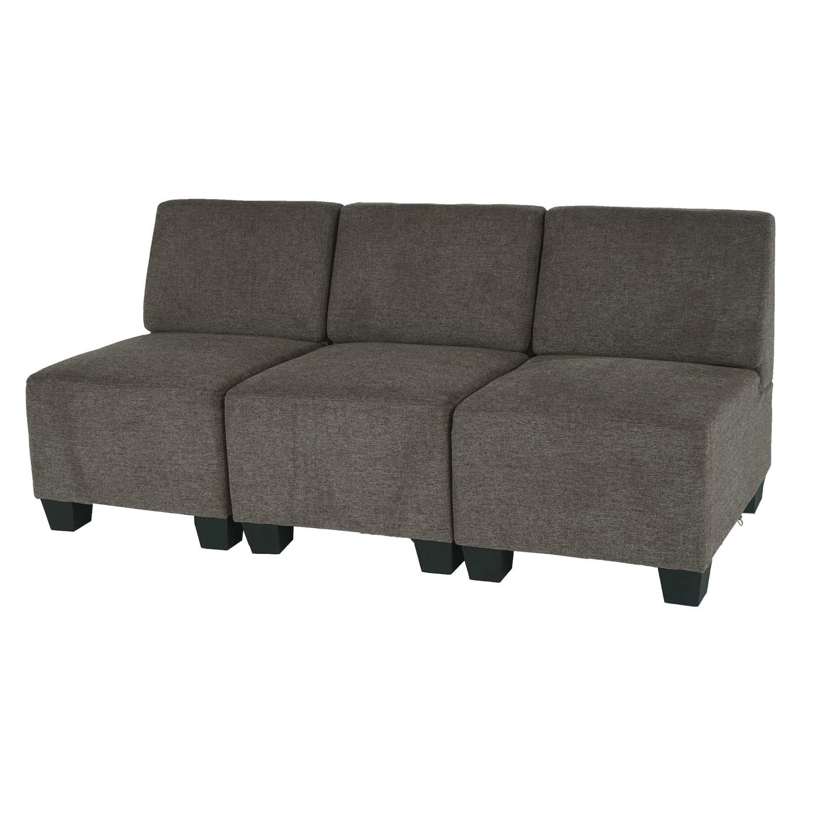 MCW Modular 3-Sitzer Sofa Couch Moncalieri Braun Stoff Ohne Armlehnen