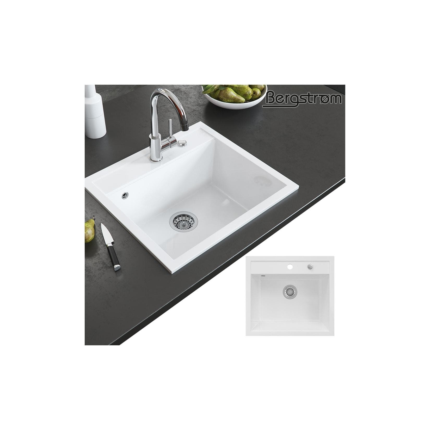 Bergstroem Küchenspüle Valencia Weiß Farbecht Granitverbund