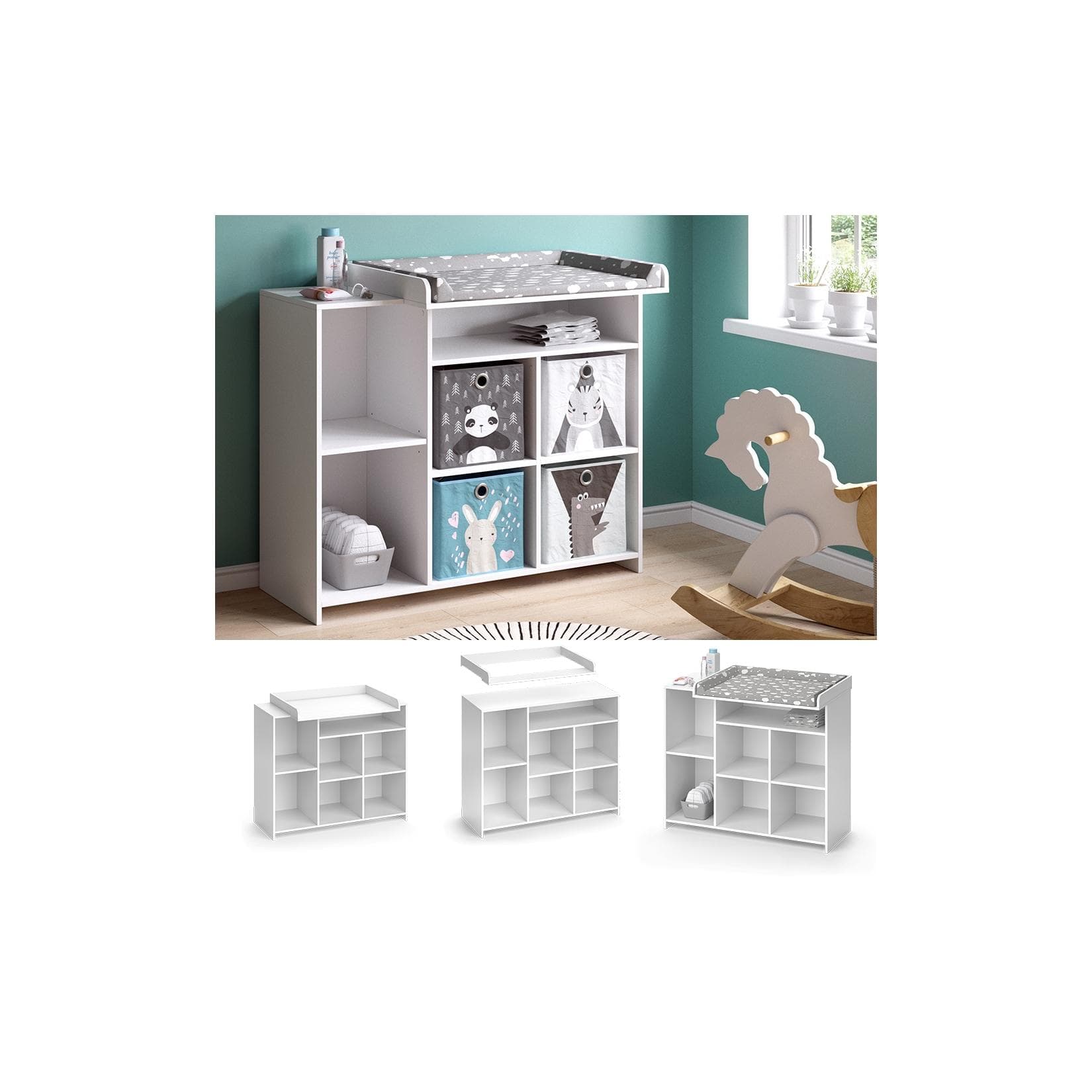 Wickelkommode mit offenen Regalen - Weiß