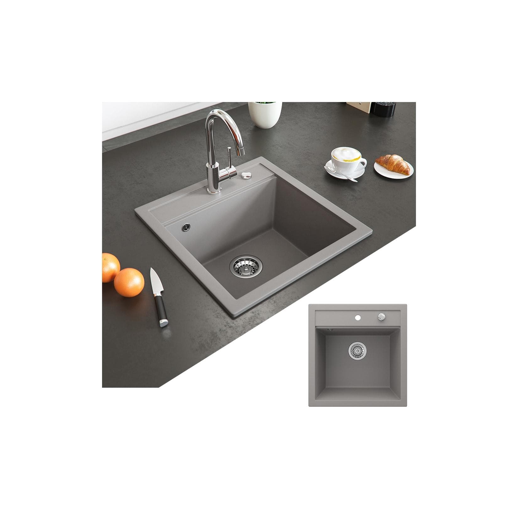 Bergström Granit Spüle Einbauspüle Beton Grau Modern