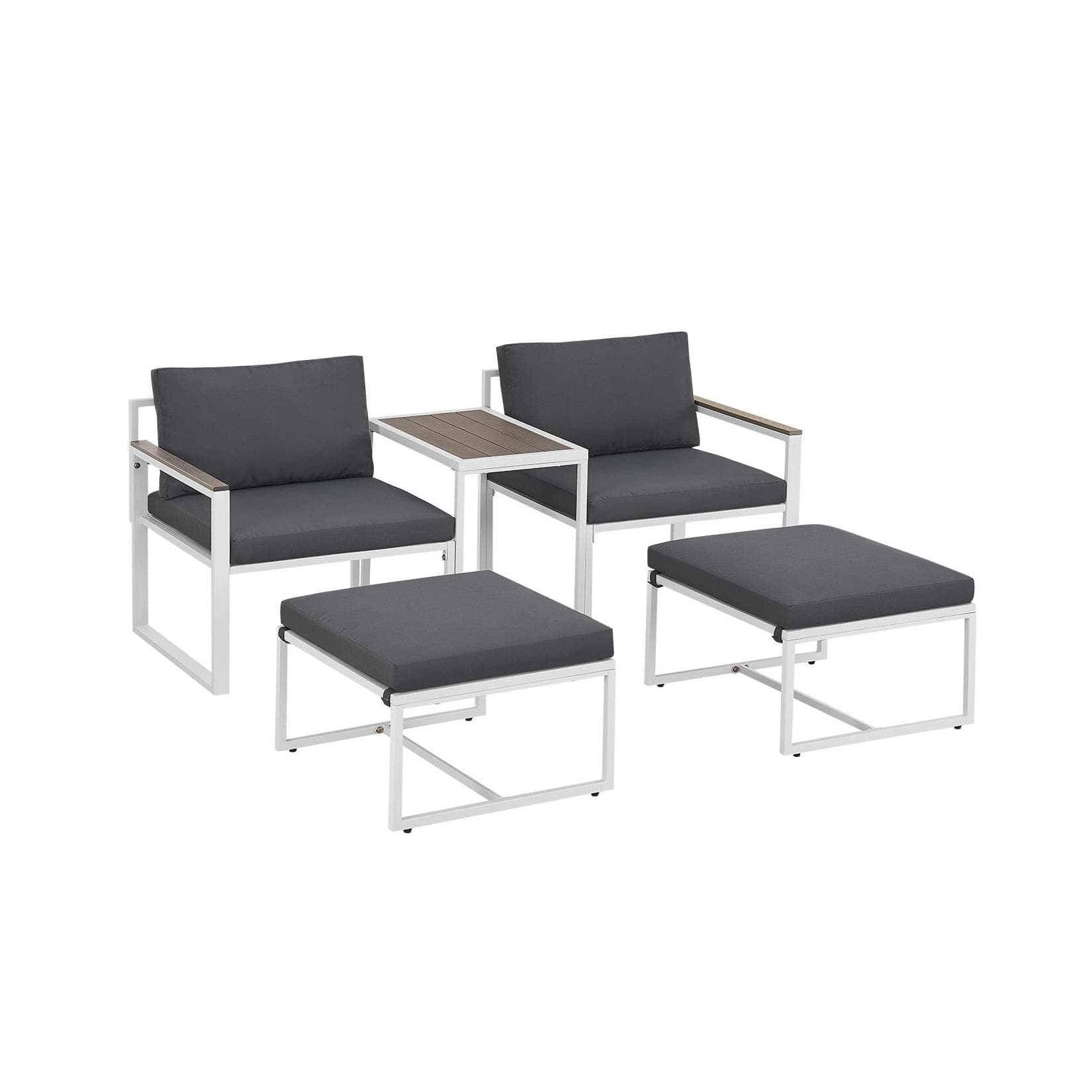 Juskys Gartenlounge-Set Bari 5-tlg. Grau/Weiß mit Kissen