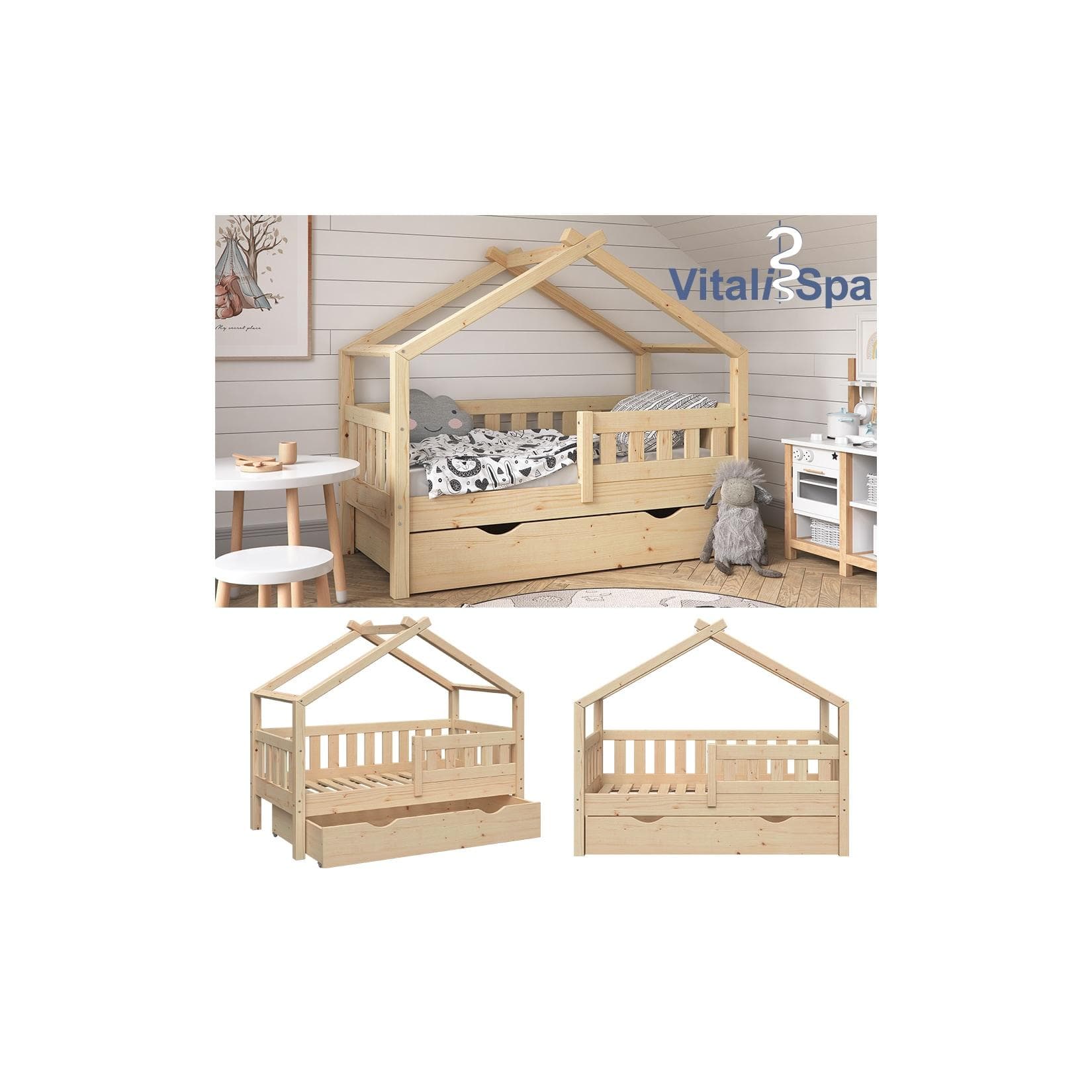 VitaliSpa Design Kinderbett 140x70 mit Schublade und Lattenrost