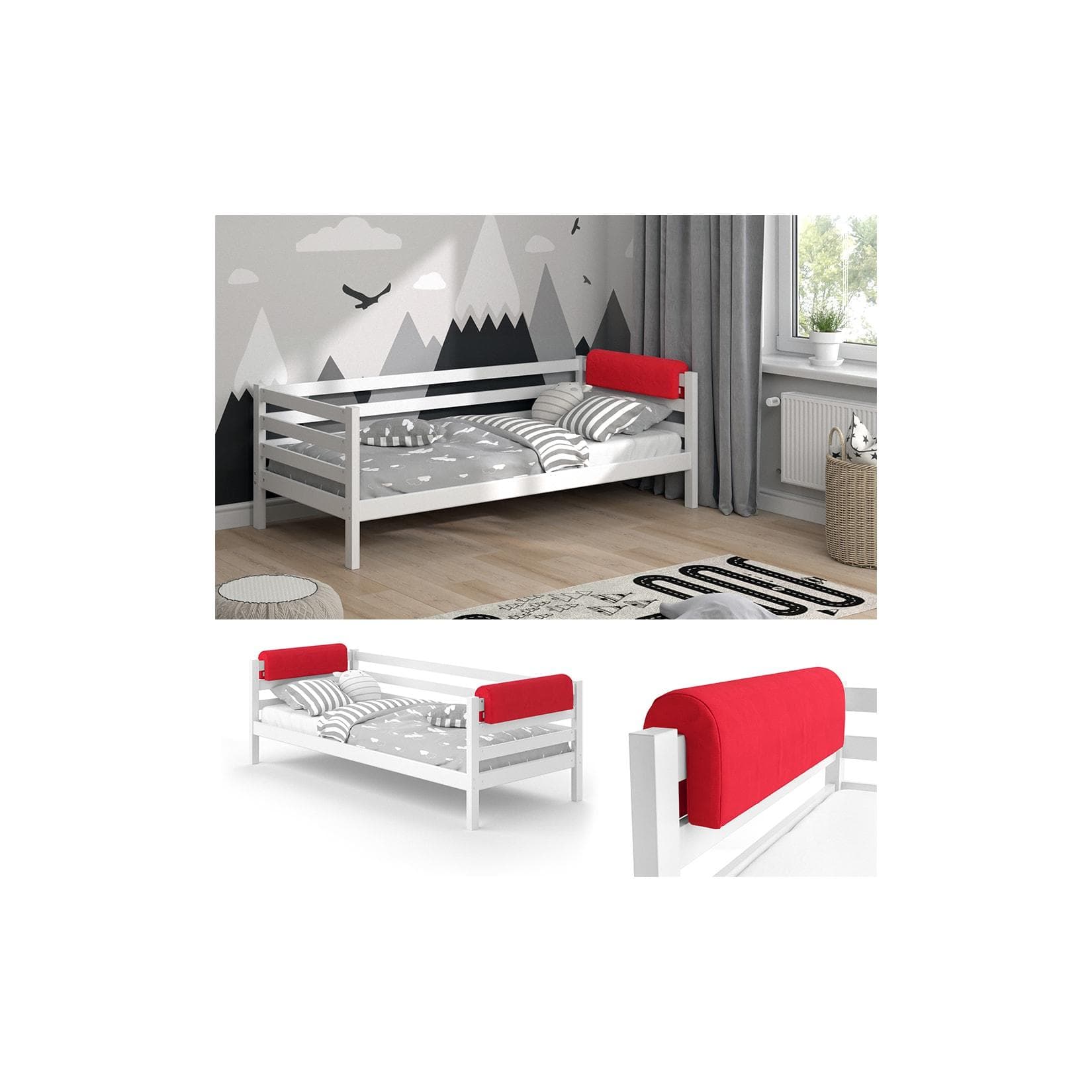 VitaliSpa® Rot Bettumrandung - Kinderbett Schutzgitter für sichere Nachtruhe