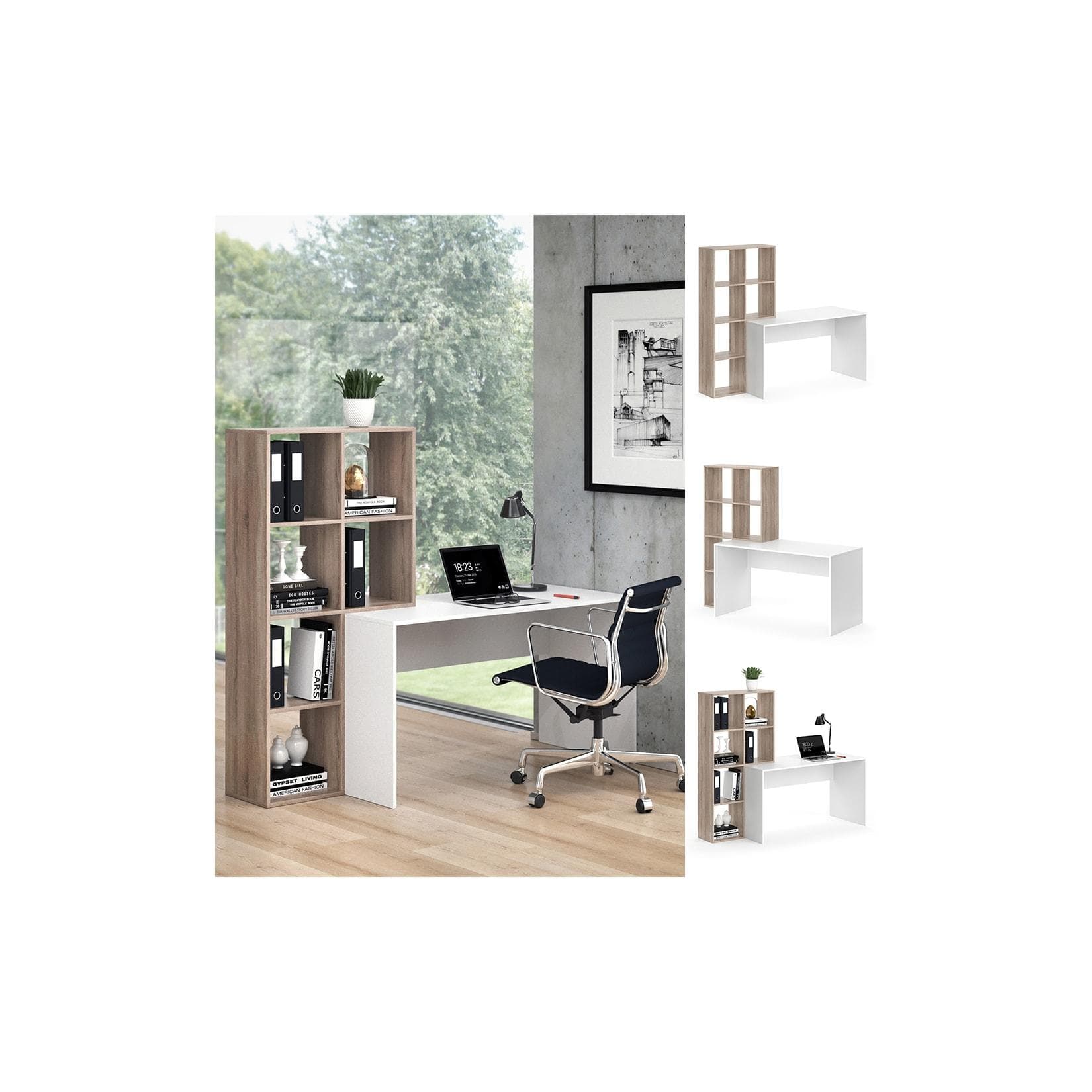 Vicco Schreibtisch mit Regal Mara Sonoma Raumteiler Computertisch