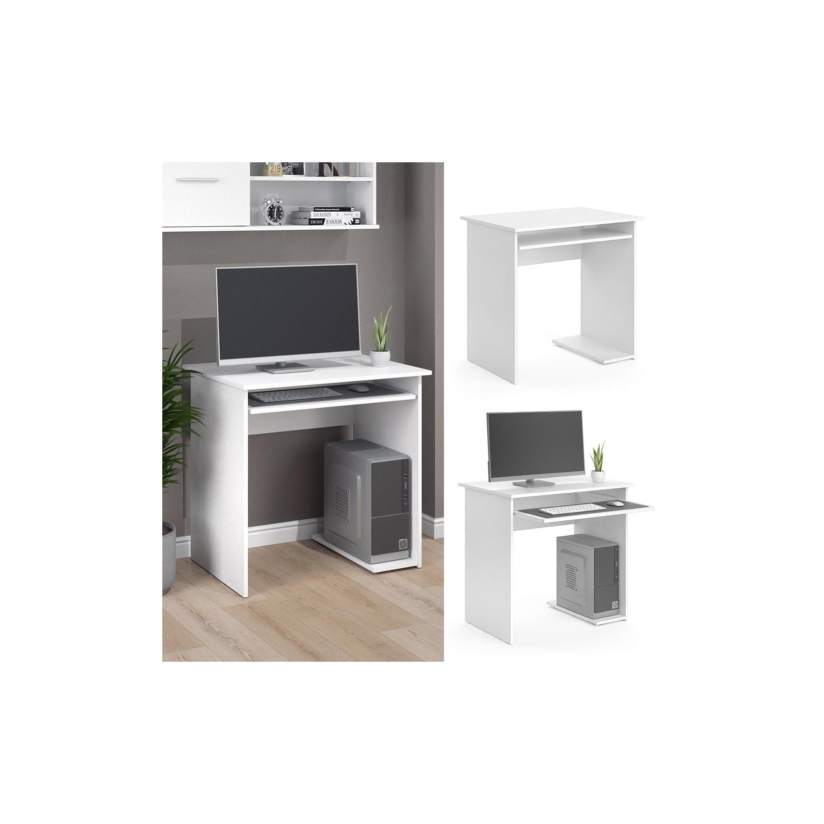 Vicco Schreibtisch Nick Weiß mit Ausziehbarer Tastaturablage