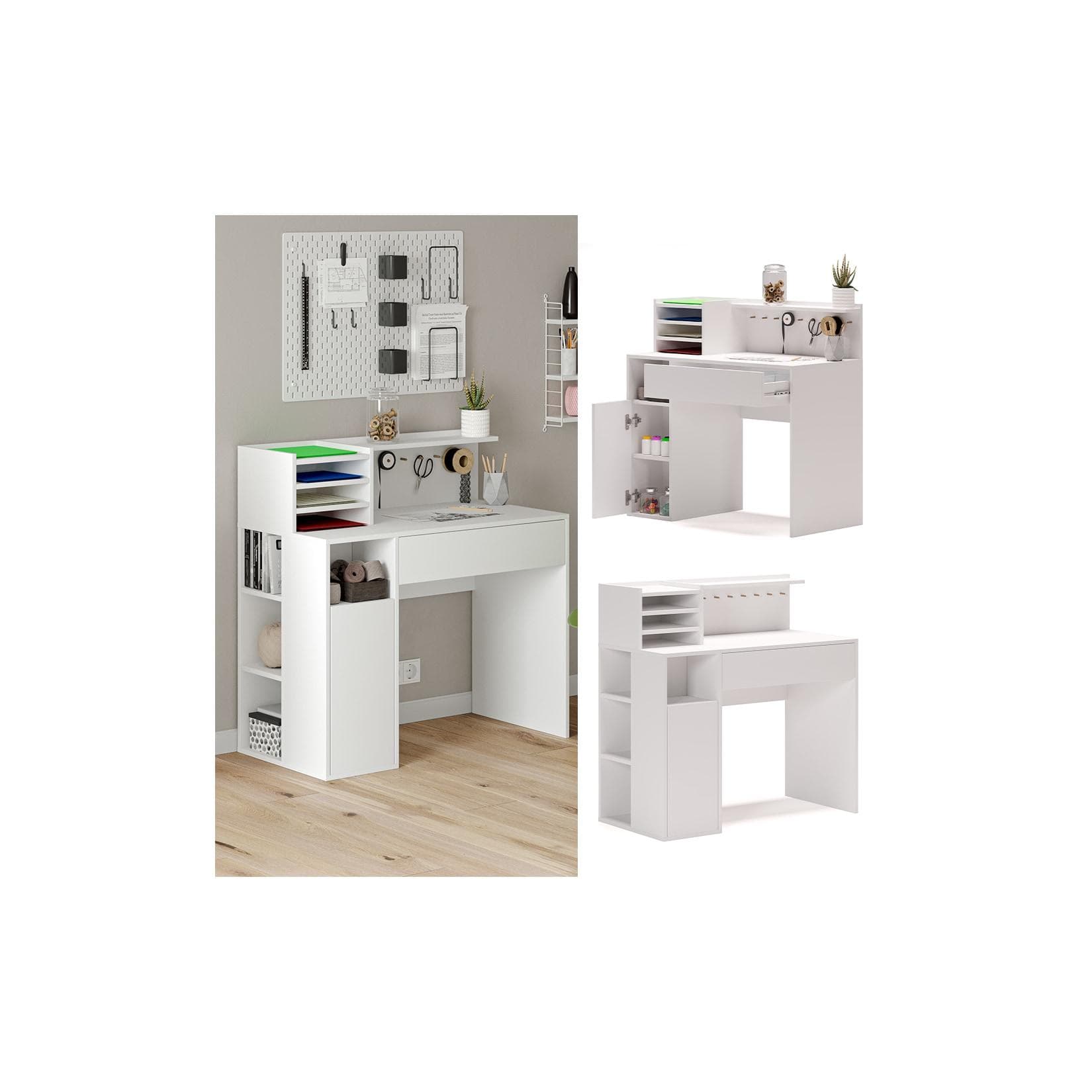 Vicco Schreibtisch Weiß mit Stauraum und Ausziehbaren Schubladen