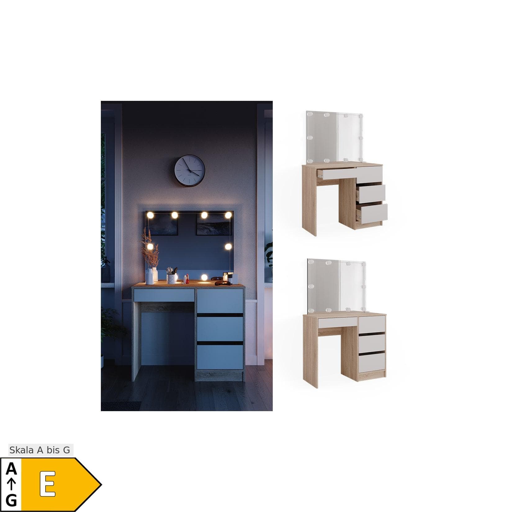 Vicco Schminktisch Sherry Weiß mit Spiegel und LED