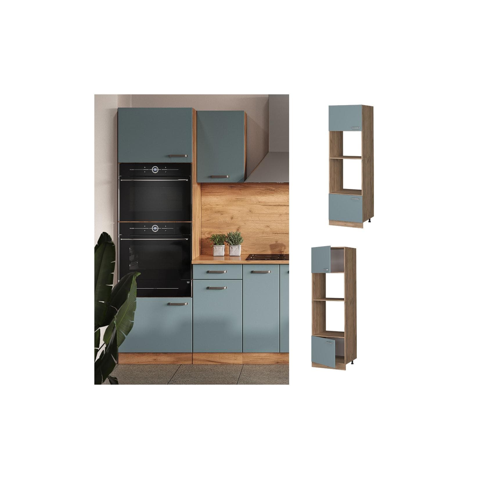 Vicco Mikrowellenschrank R-Line Modern Blau Grau 60 cm