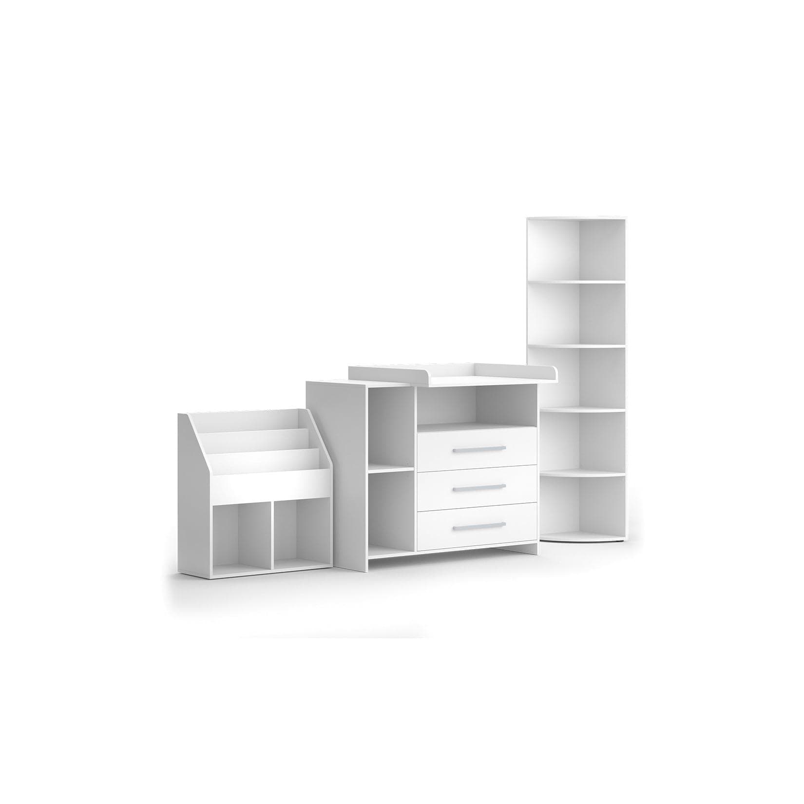 Vicco Kinderzimmer-Set "Oskar" Weiß 3-teilig mit Wickelkommode