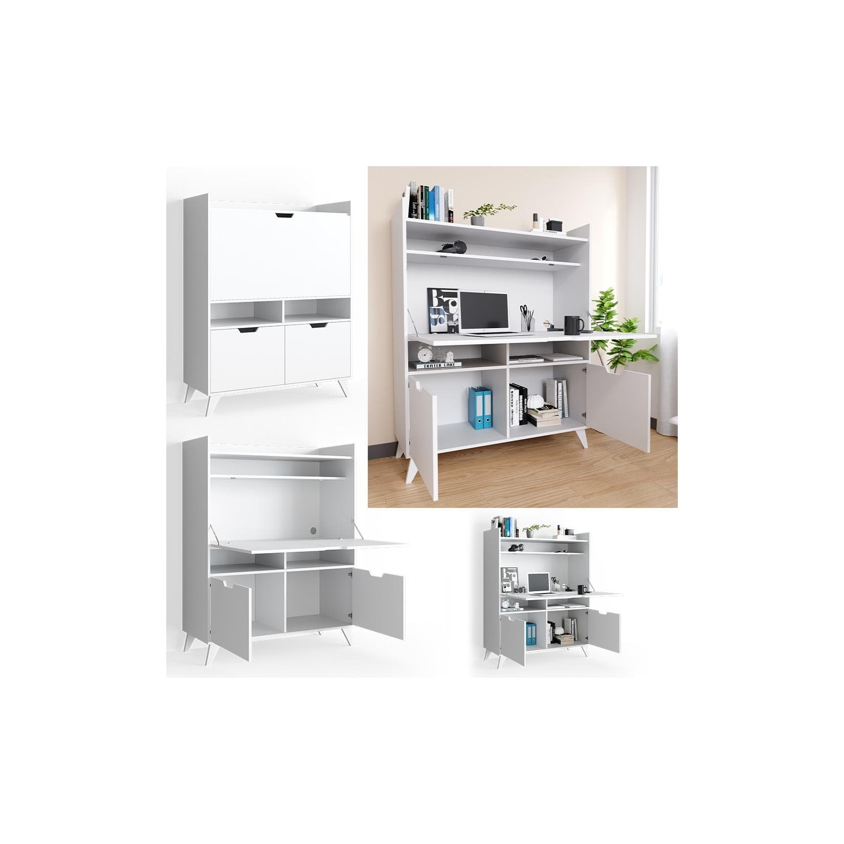 Vicco Regal-Schreibtisch Berdi Weiß, Serie für individuelle Gestaltung