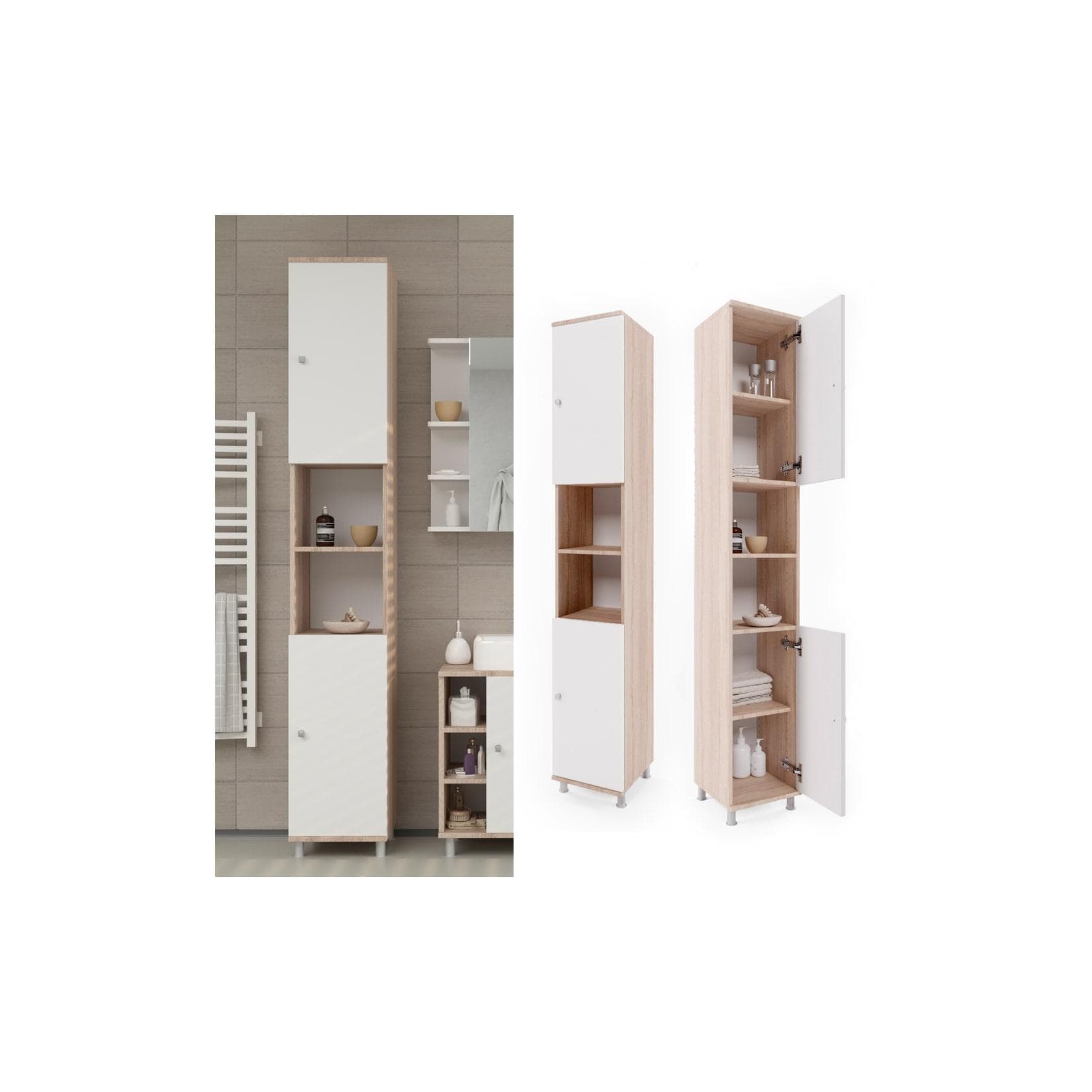 VICCO Badschrank FYNN Eiche Sonoma Hochschrank Badezimmer