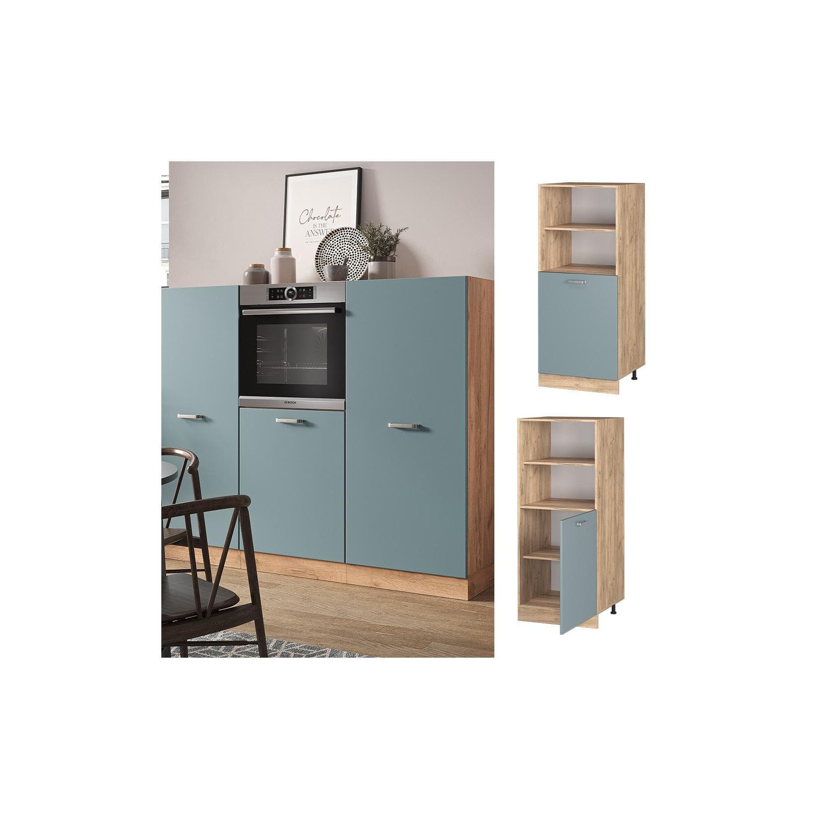 Vicco Vorratsschrank R-Line Eiche Blau Grau 60 cm Modern