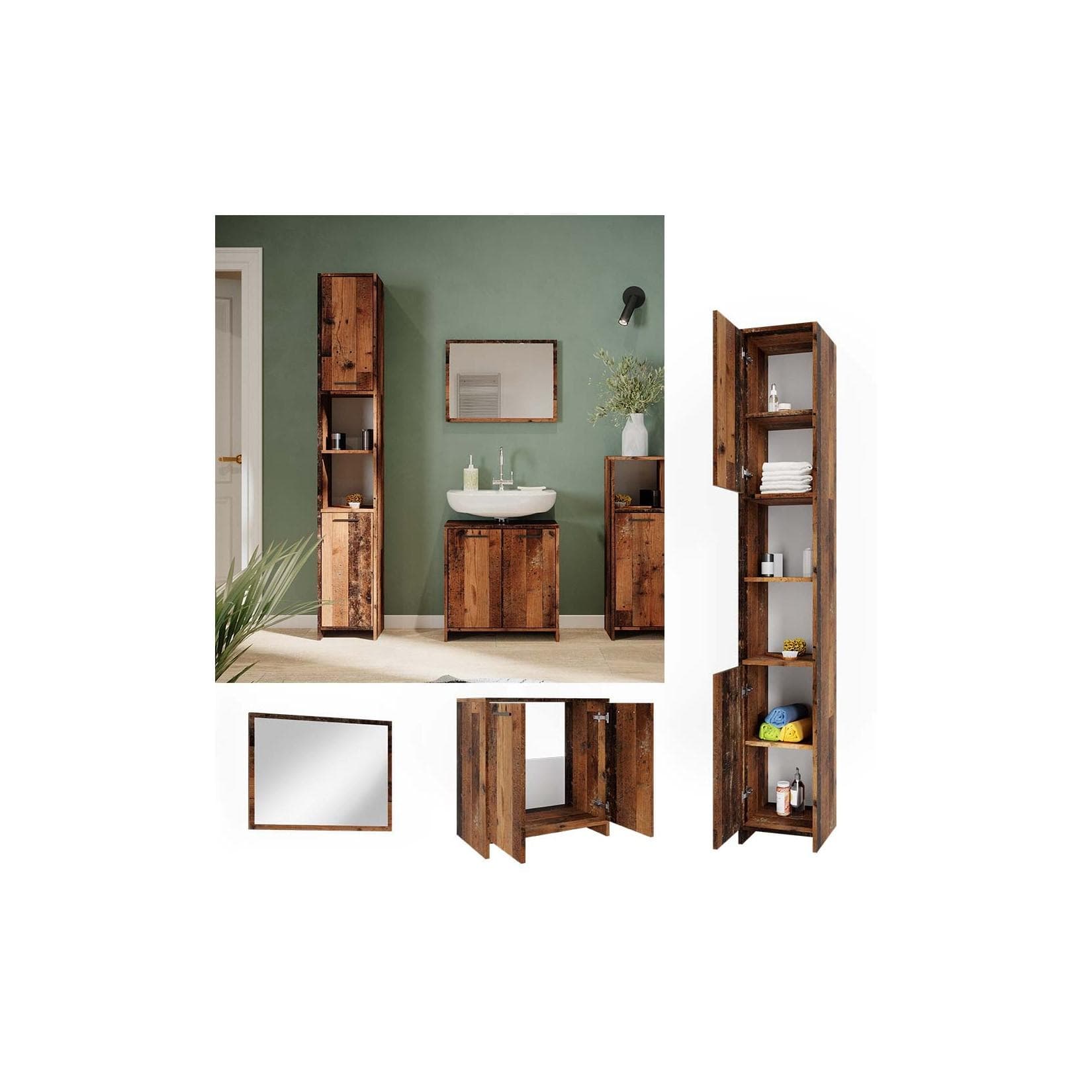 Vicco Badmöbelset Kiko Old Style Modern Weiß