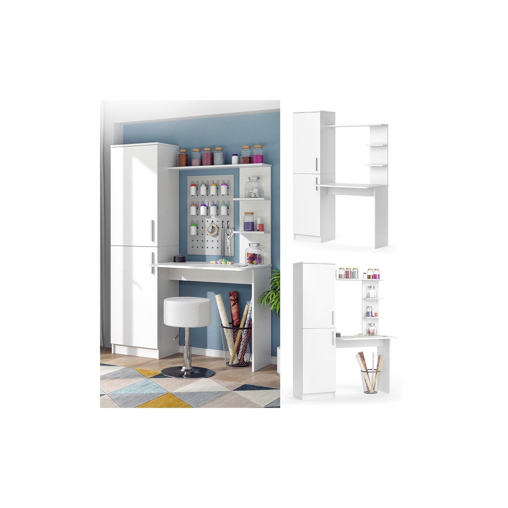 Vicco Schreibtisch Tessa Weiß mit Schrank