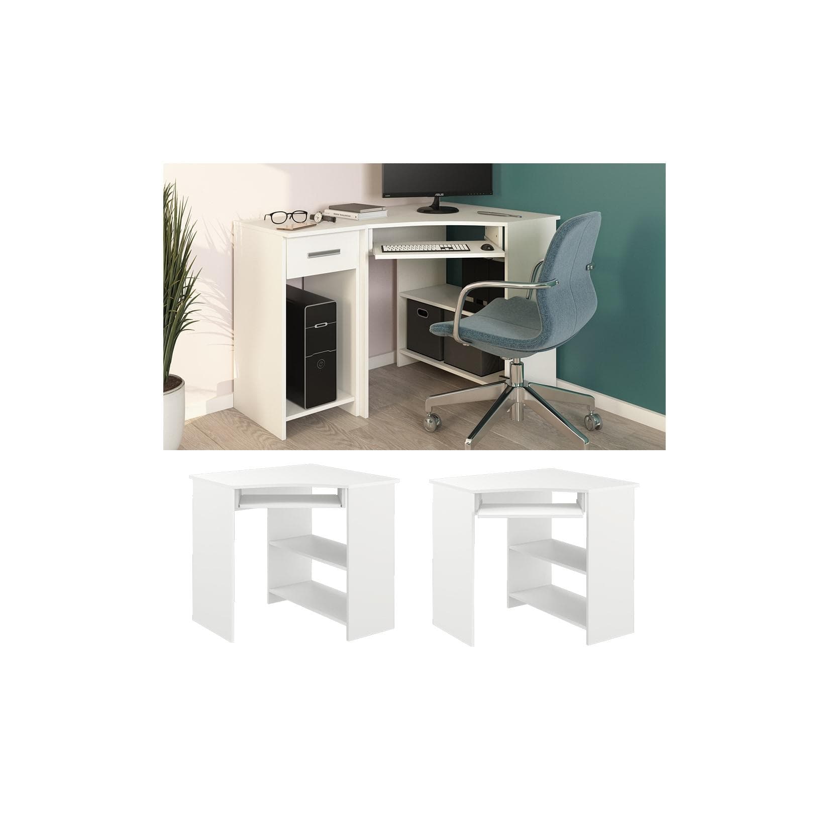 Eck-Schreibtisch weiß - modernes Design