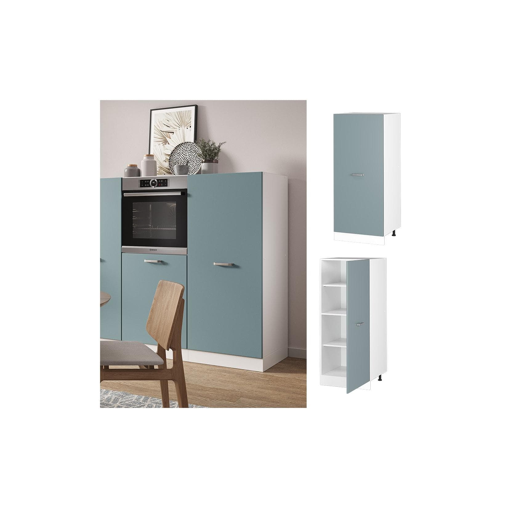 VICCO Vorratsschrank R-Line Solid Weiß Blau Grau 60 cm modern große Tür