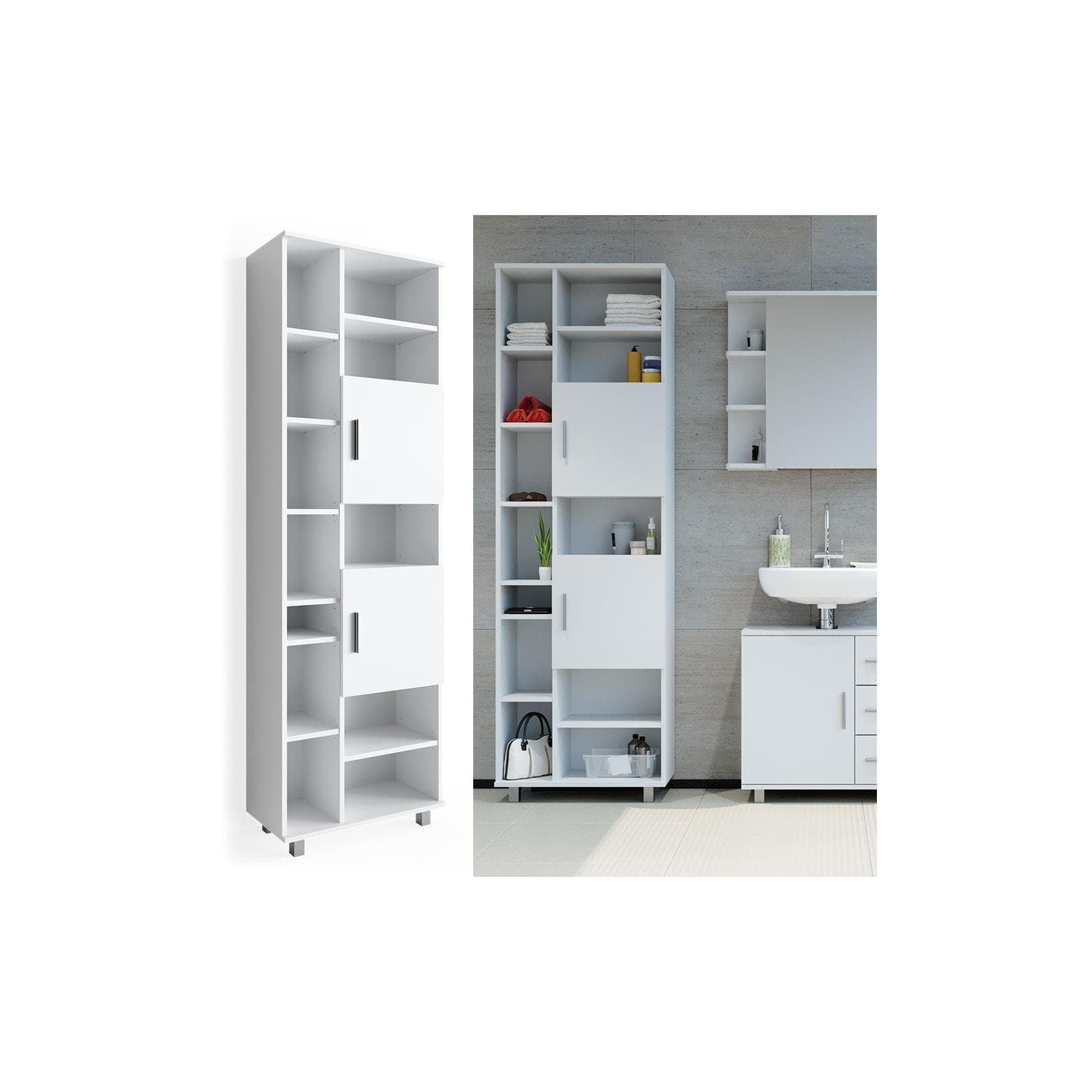VICCO Badschrank ILIAS Weiß Hochschrank Badregal