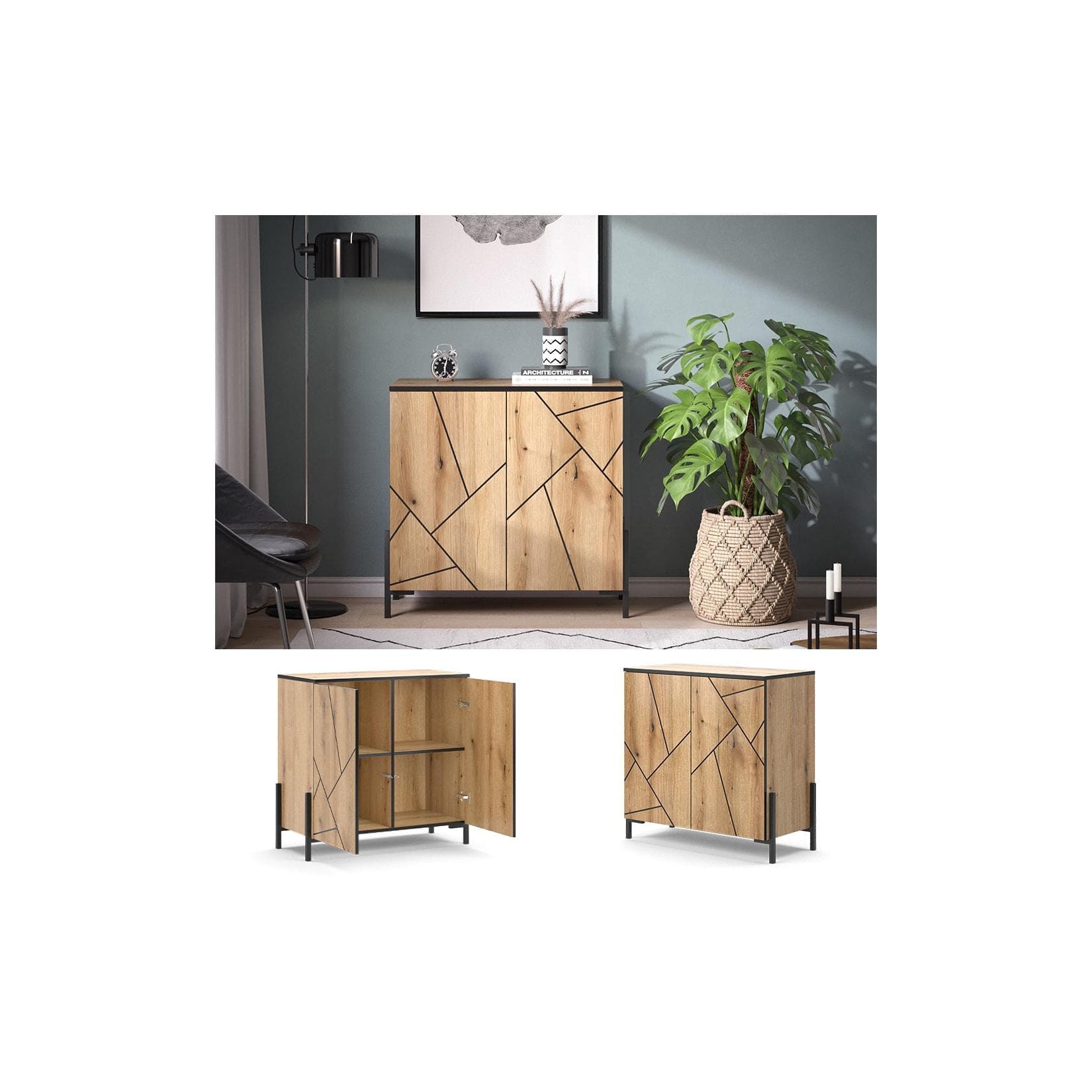 Vicco Kommode Hatto Eiche Evoke 2 Türen Modern