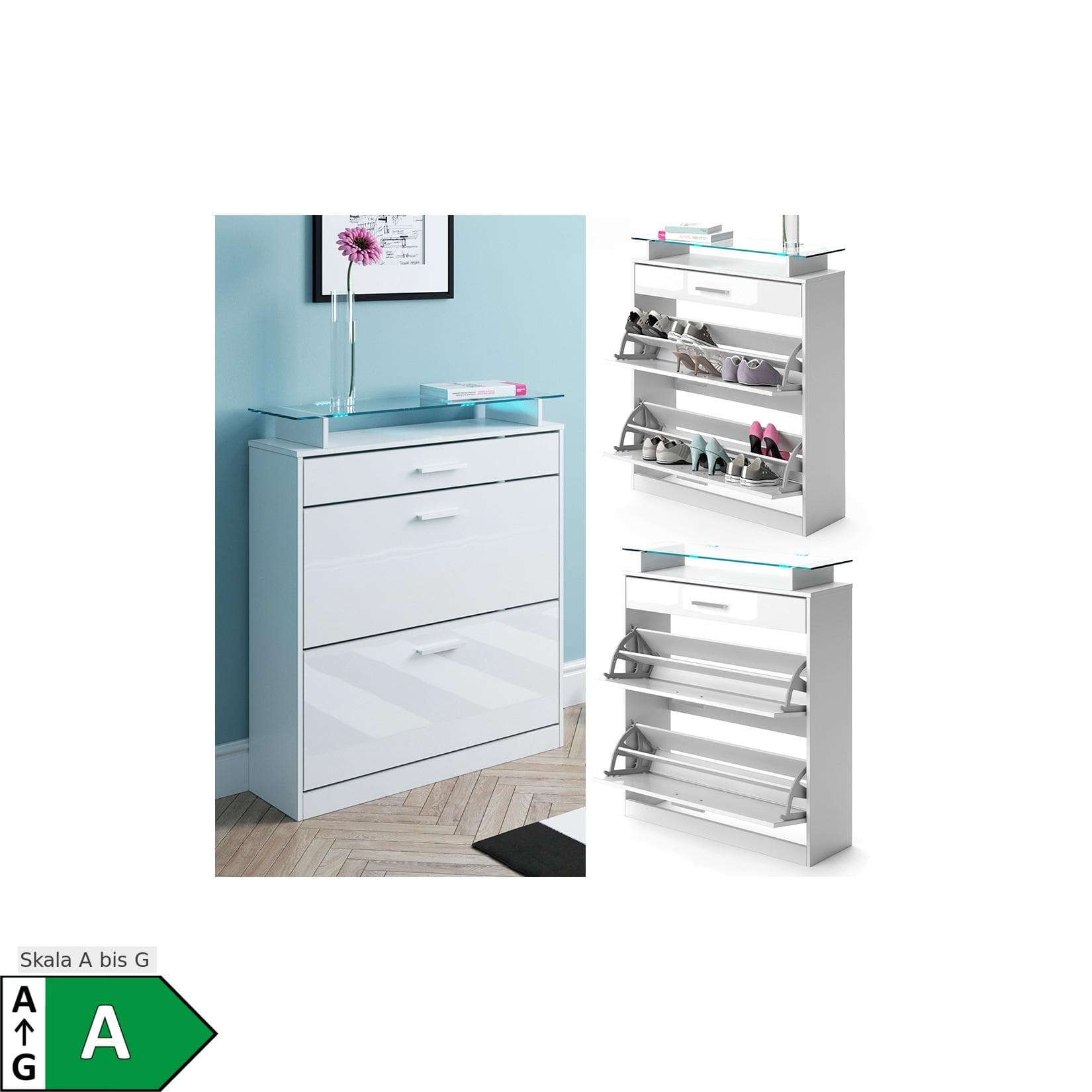 Schuhkipper Weiß Hochglanz