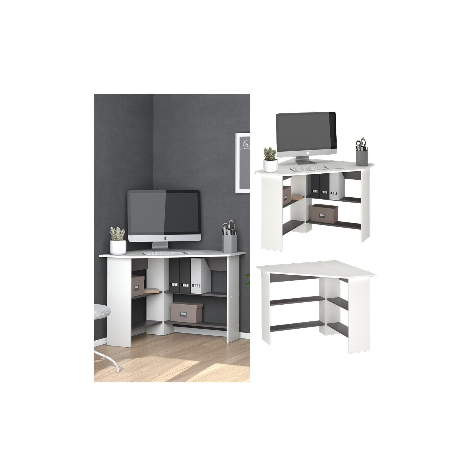 Arion Eckschreibtisch Weiß/Anthrazit