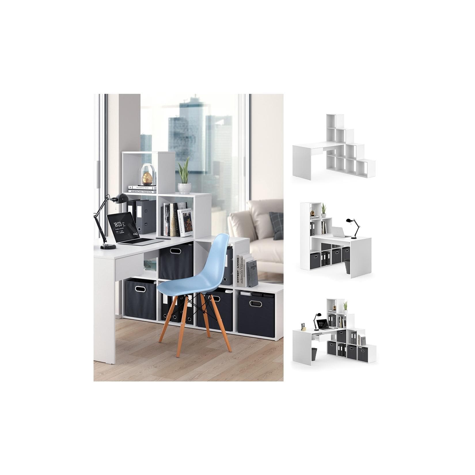 Eck-Schreibtisch in Weiß