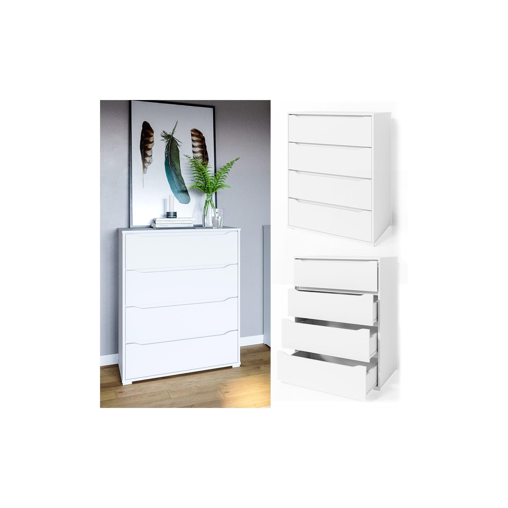 VICCO Kommode Ruben Weiß 4 Schubladen Sideboard