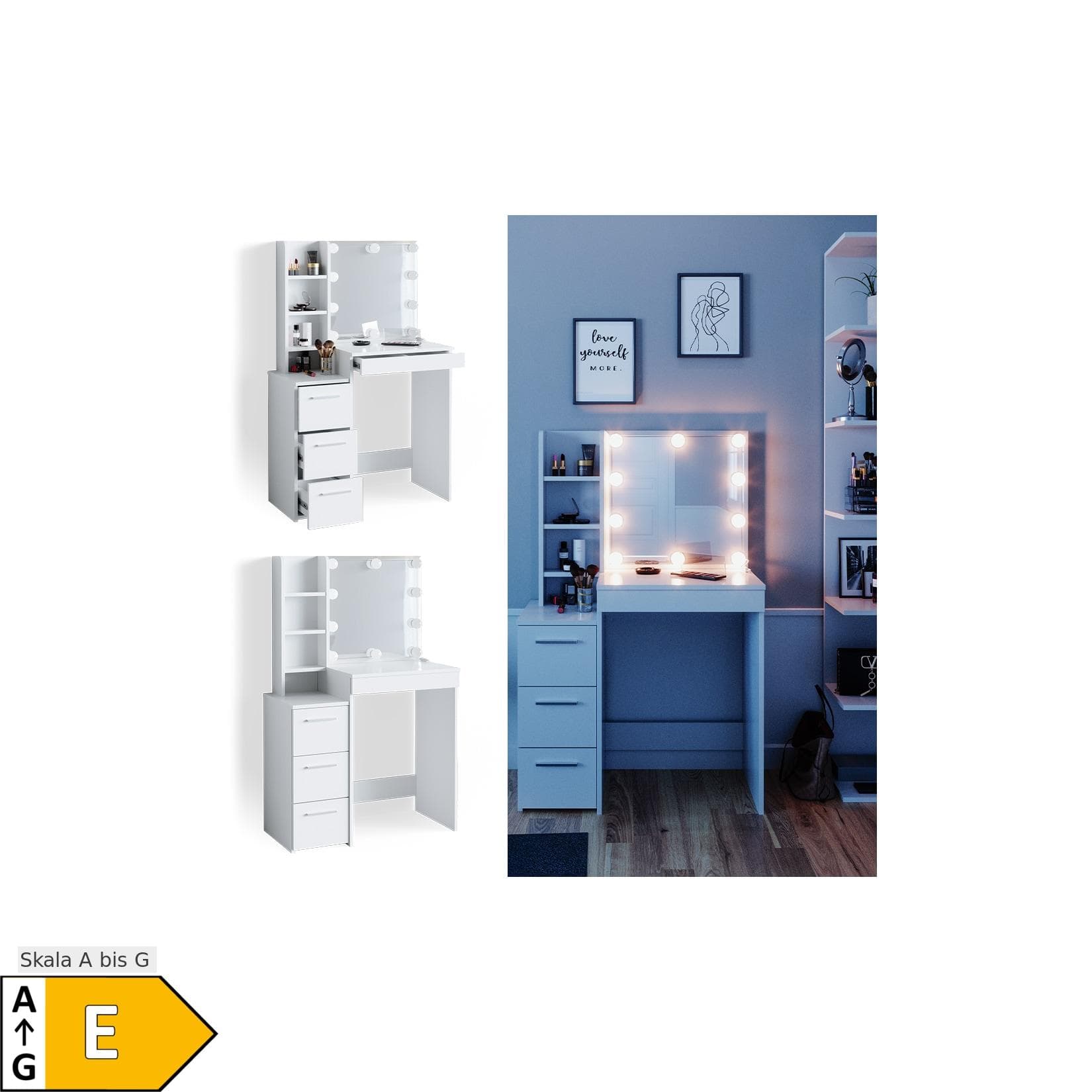 Vicco Schminktisch Meryl mit LED-Beleuchtung