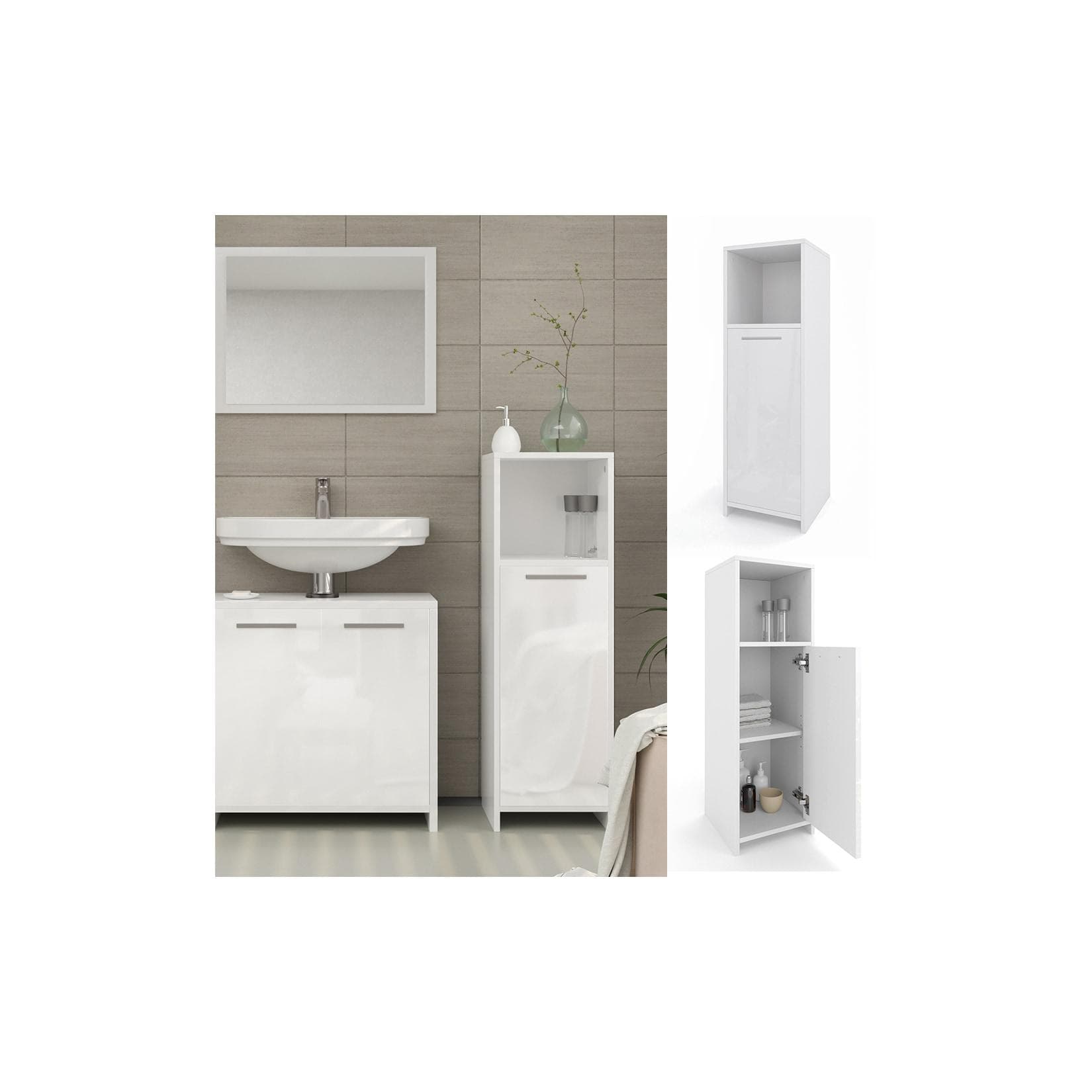 Vicco Badschrank Kiko Weiß Hochglanz Badezimmerschrank