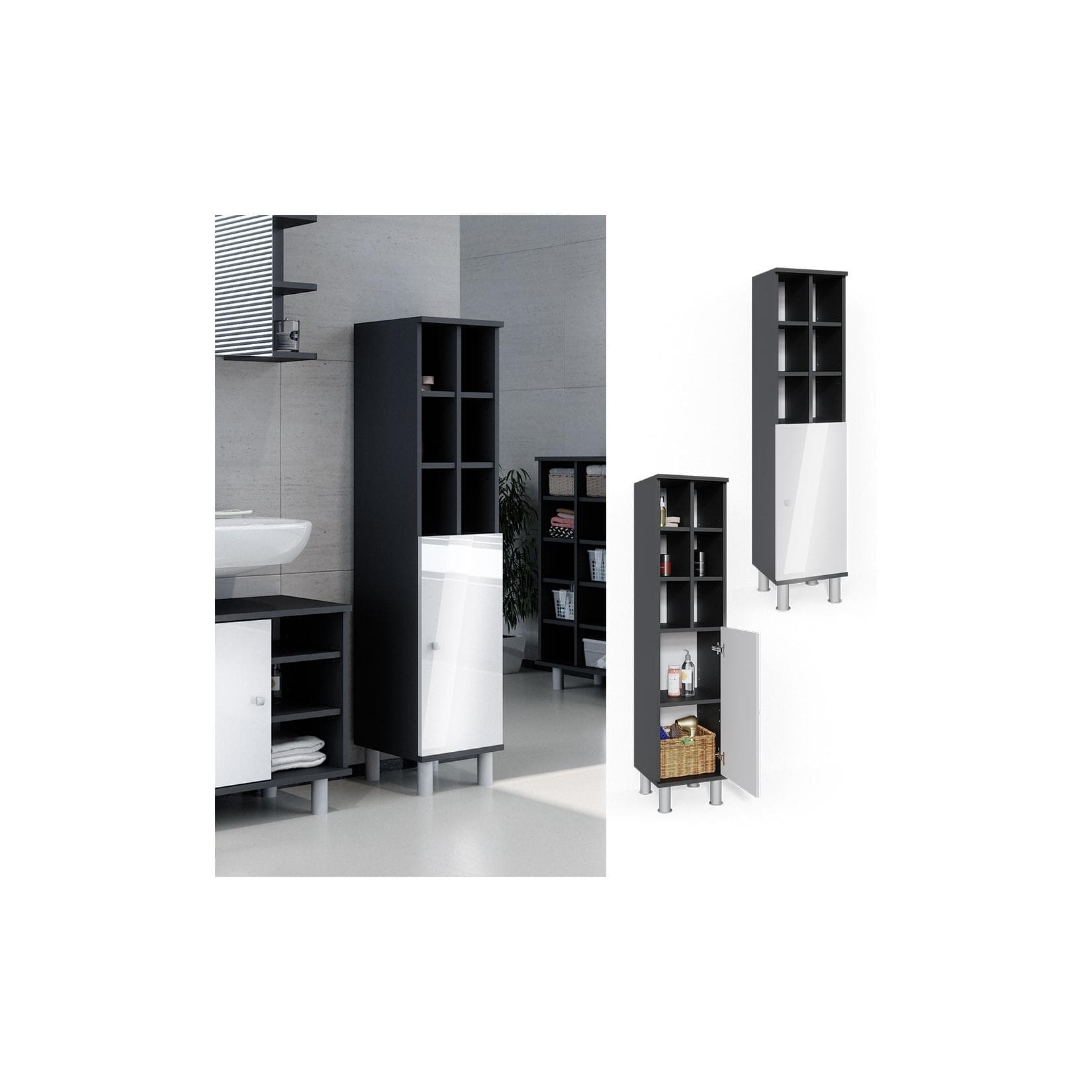 Vicco Badschrank Fynn Midischrank 8 Fächer Hochschrank Bad