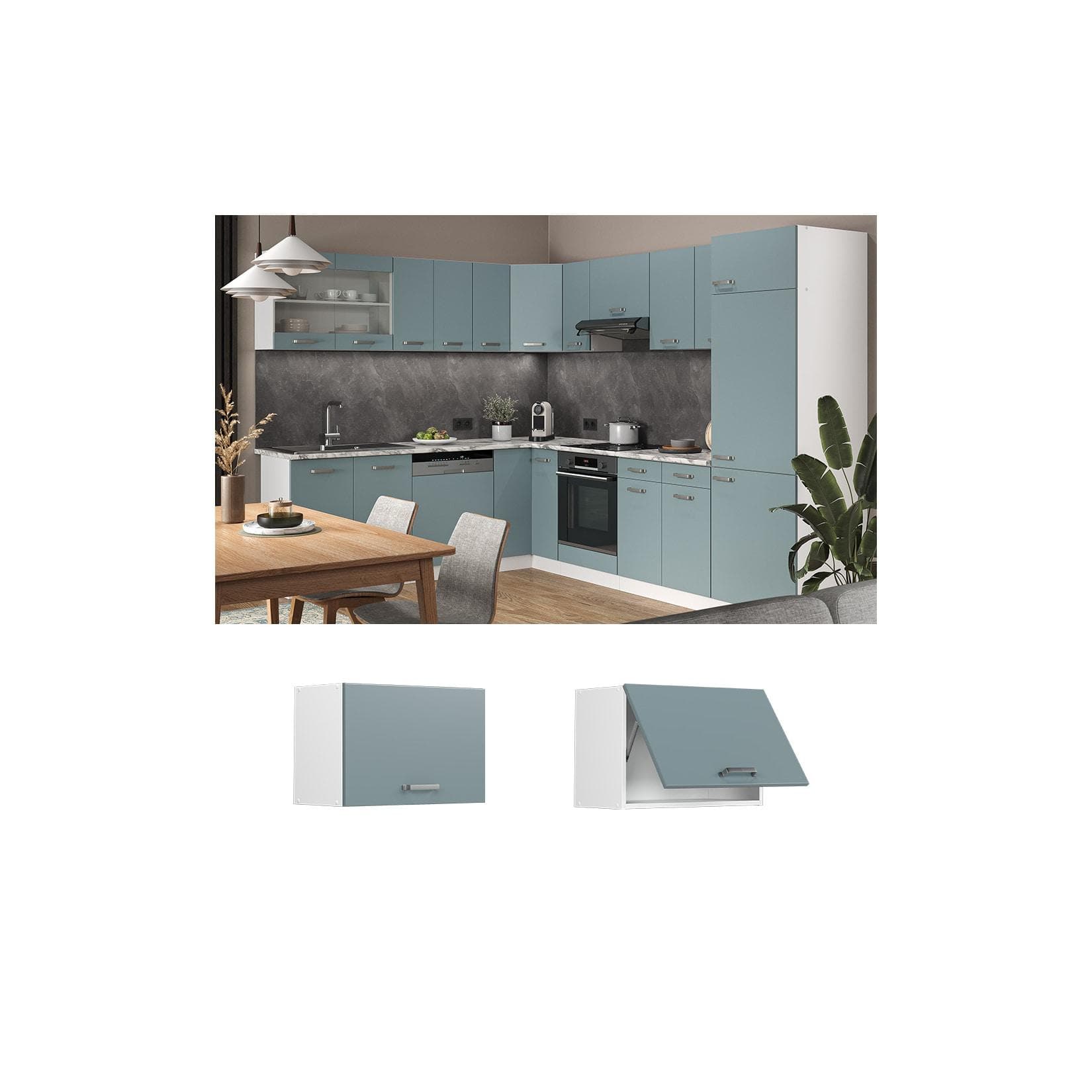 Vicco Hängeschrank R-Line Weiß Blau Grau Modern Küchenschrank