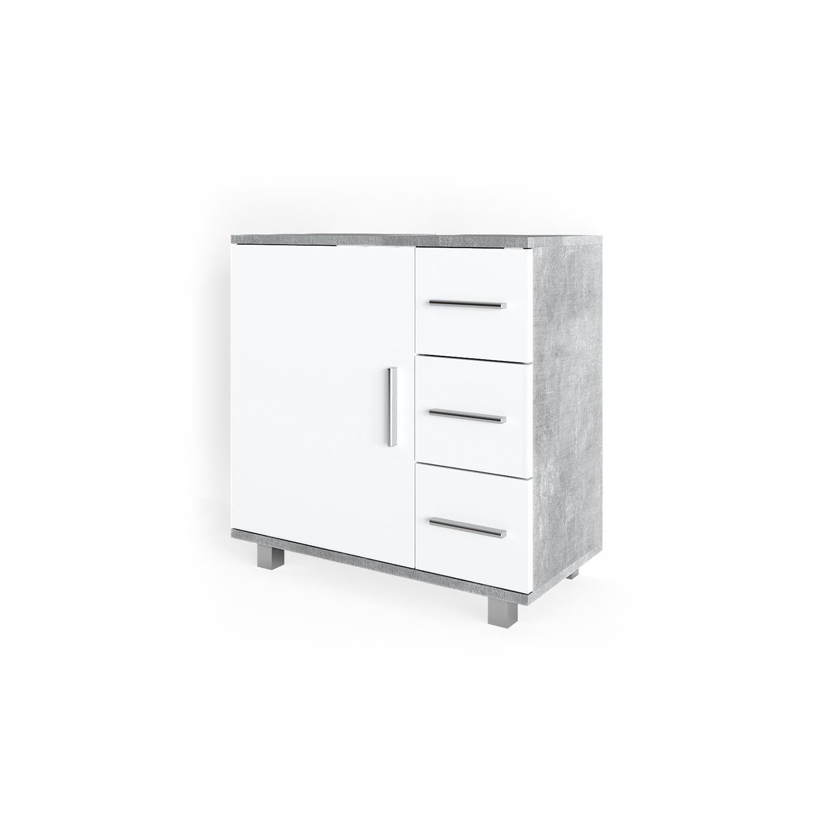 Vicco Waschbeckenunterschrank Ilias Weiß Beton 60 cm