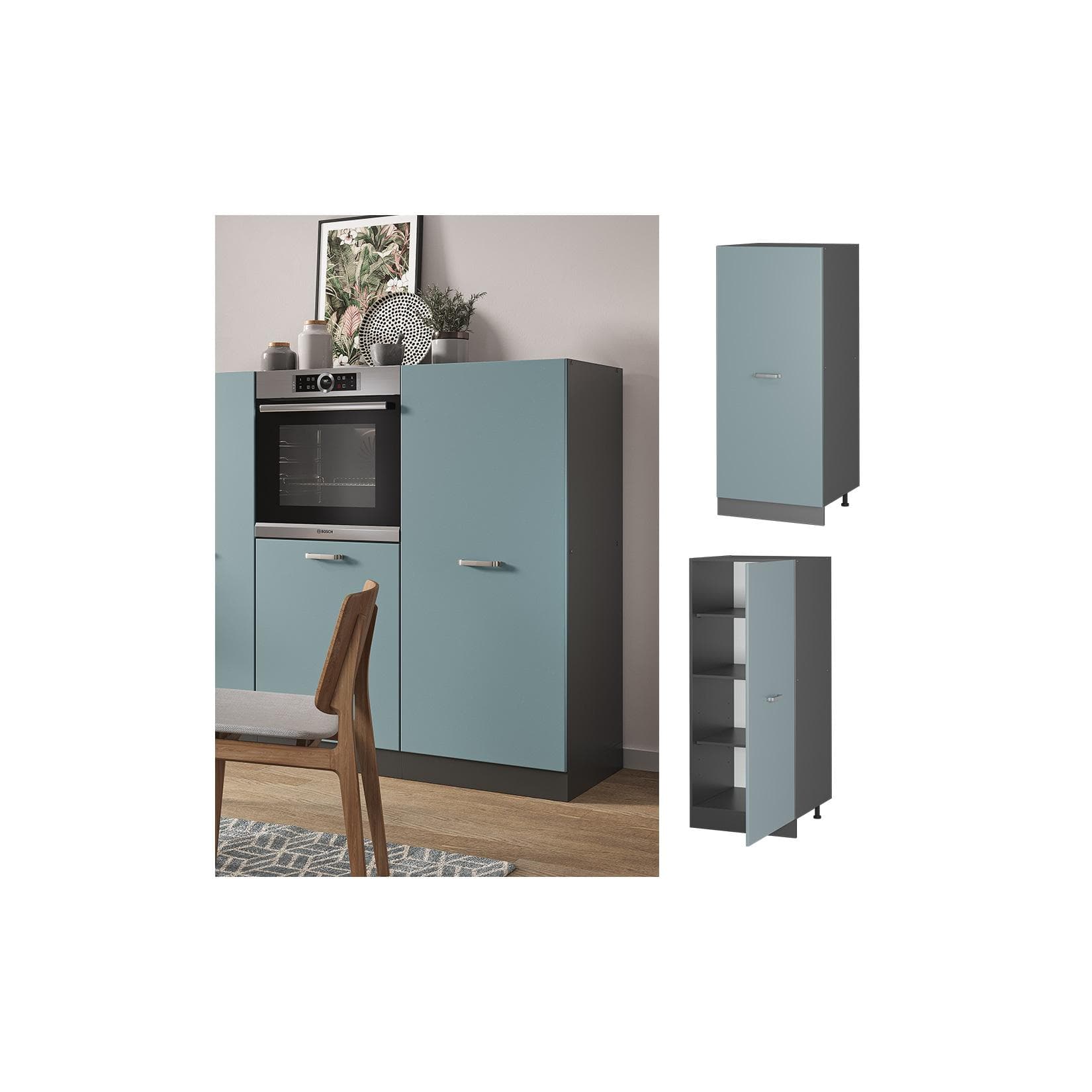 VICCO Vorratsschrank Küchenschrank R-Line Modern Anthrazit Blau Grau