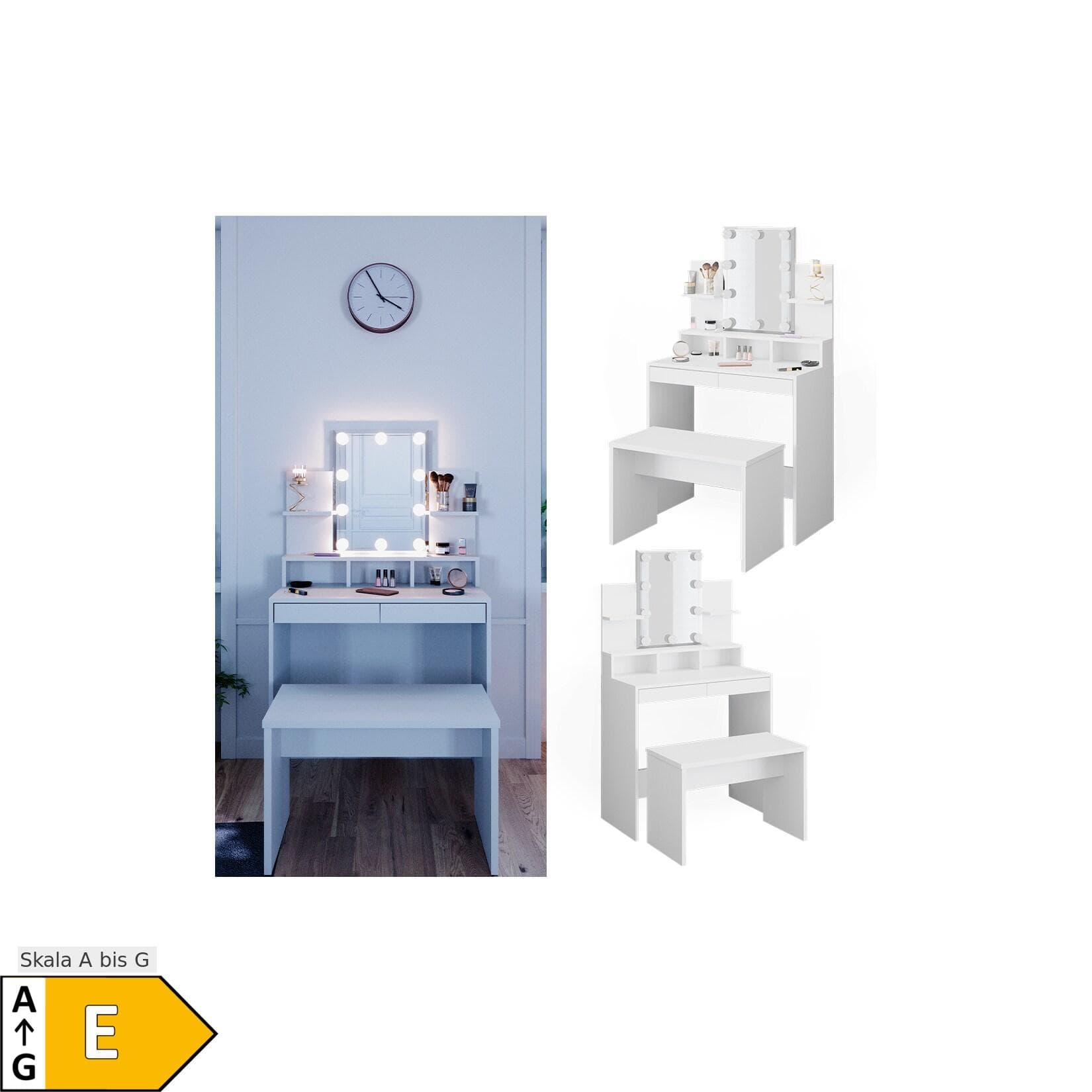 Vicco Schminktisch Ania mit LED Beleuchtung und Sitzbank