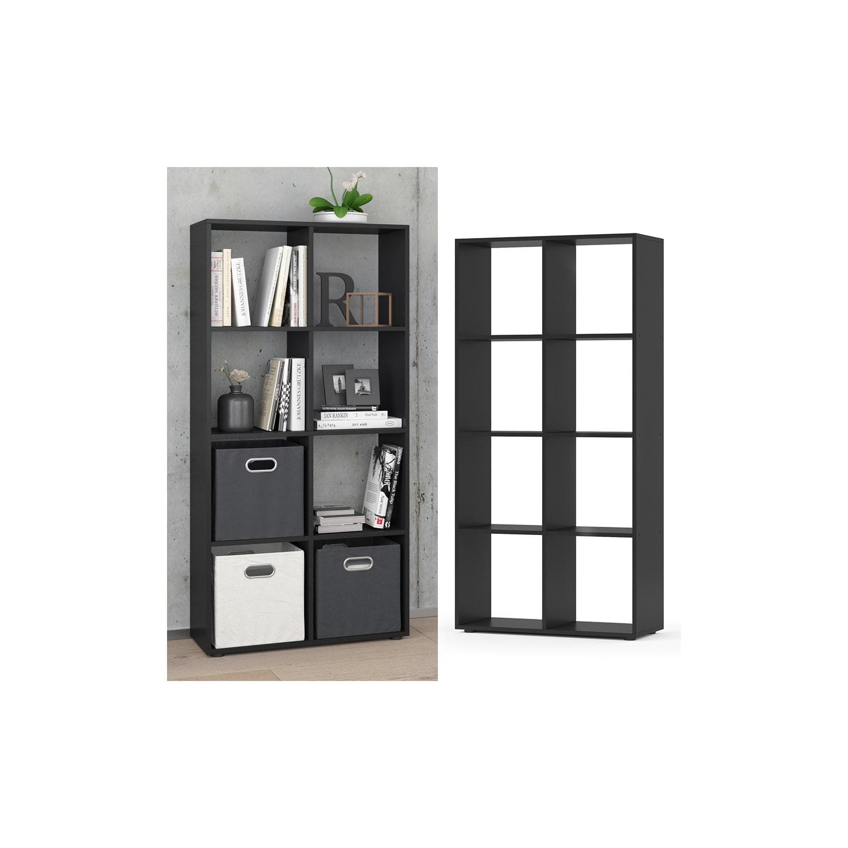 Vicco Raumteiler Scutum 8 Fächer Schwarz Modern